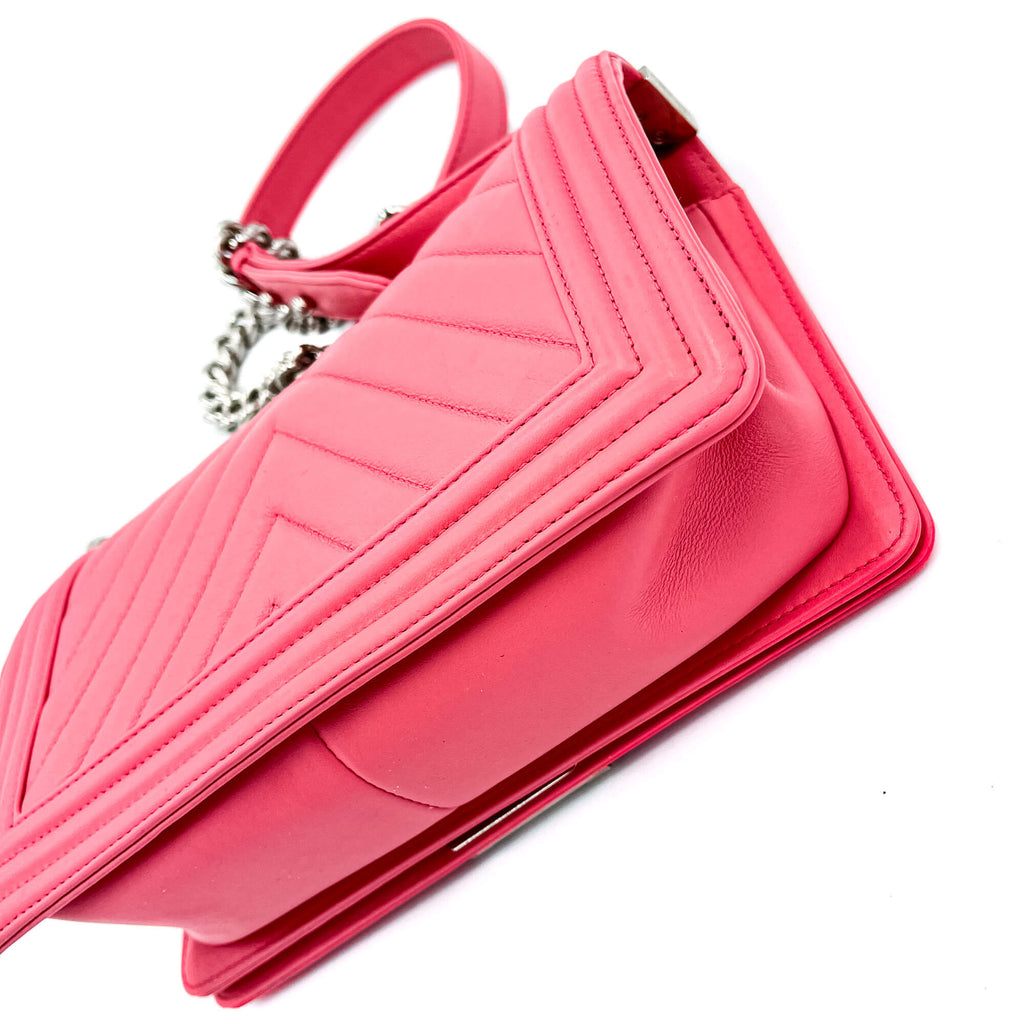 Boy Medium Chevron Calfskin Pink Bag
