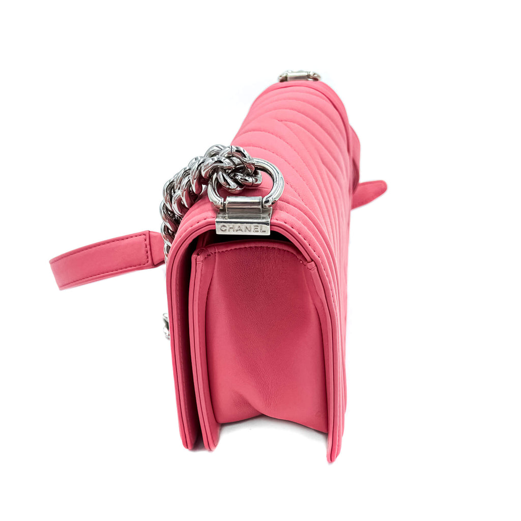 Boy Medium Chevron Calfskin Pink Bag