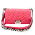 Boy Medium Chevron Calfskin Pink Bag