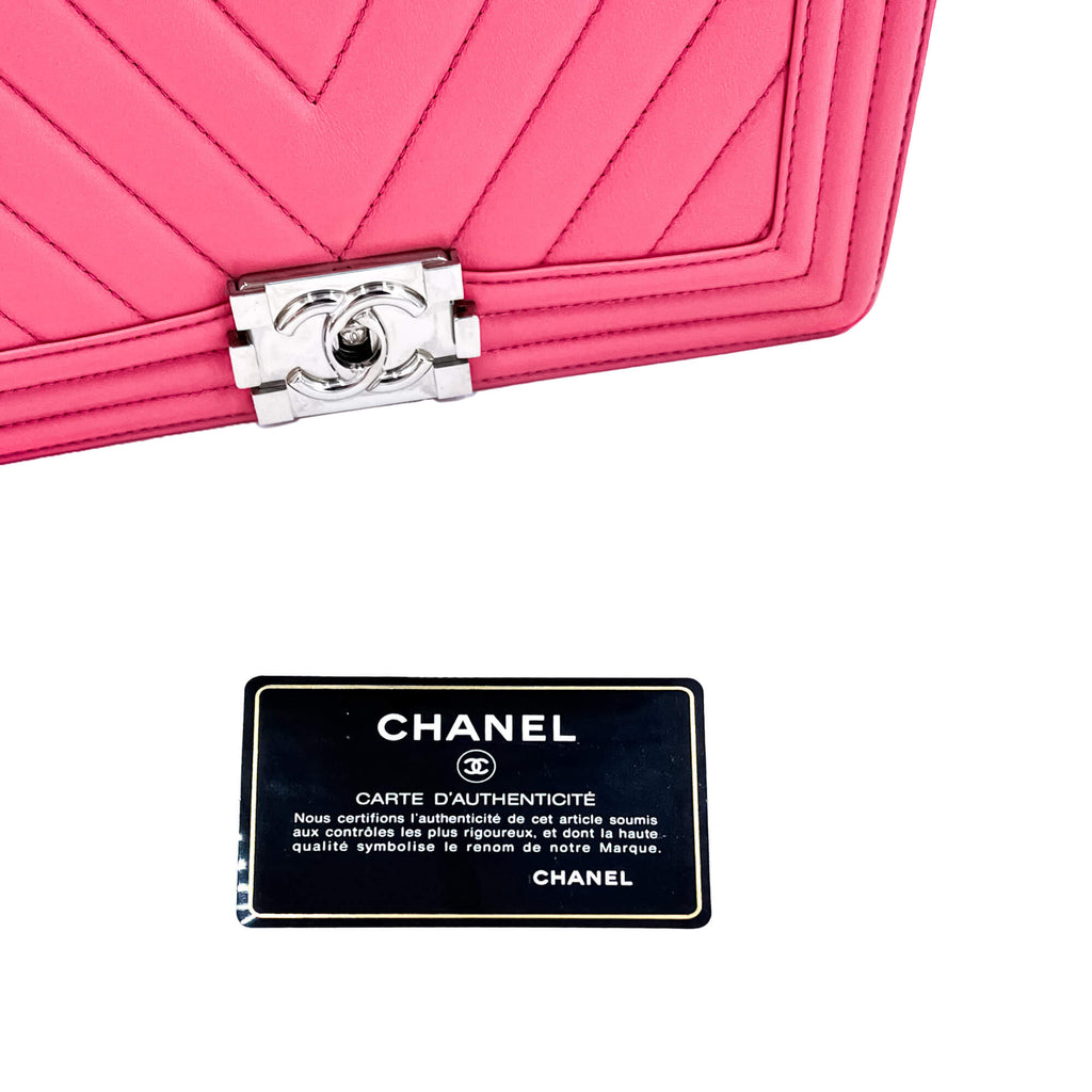 Boy Medium Chevron Calfskin Pink Bag