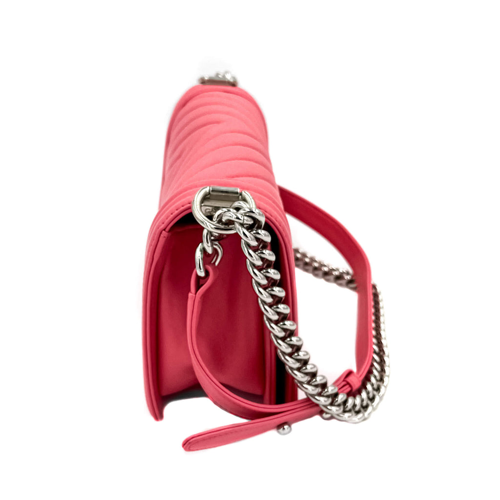 Boy Medium Chevron Calfskin Pink Bag