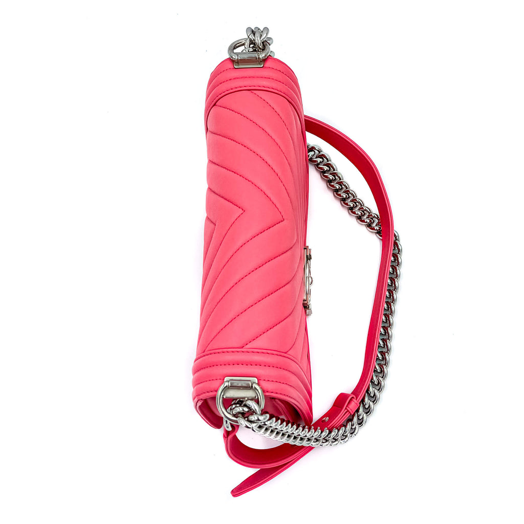 Boy Medium Chevron Calfskin Pink Bag