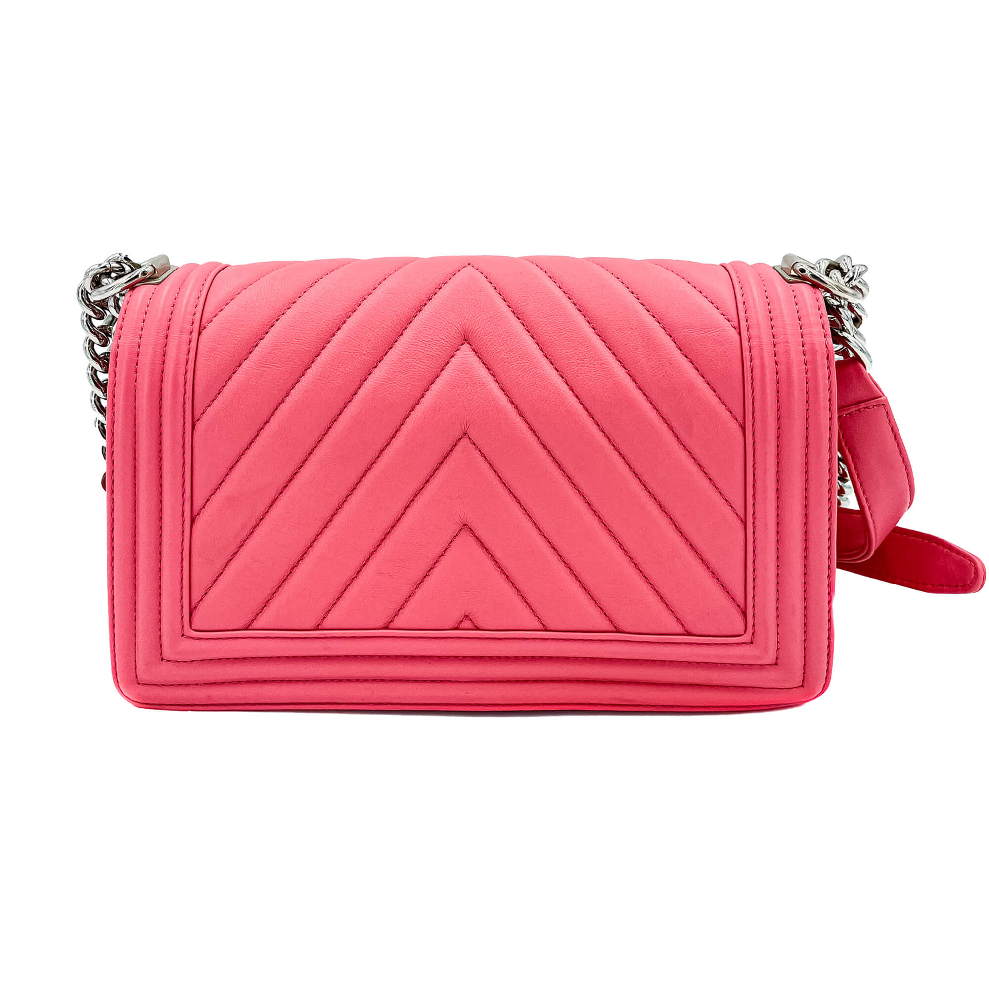 Boy Medium Chevron Calfskin Pink Bag