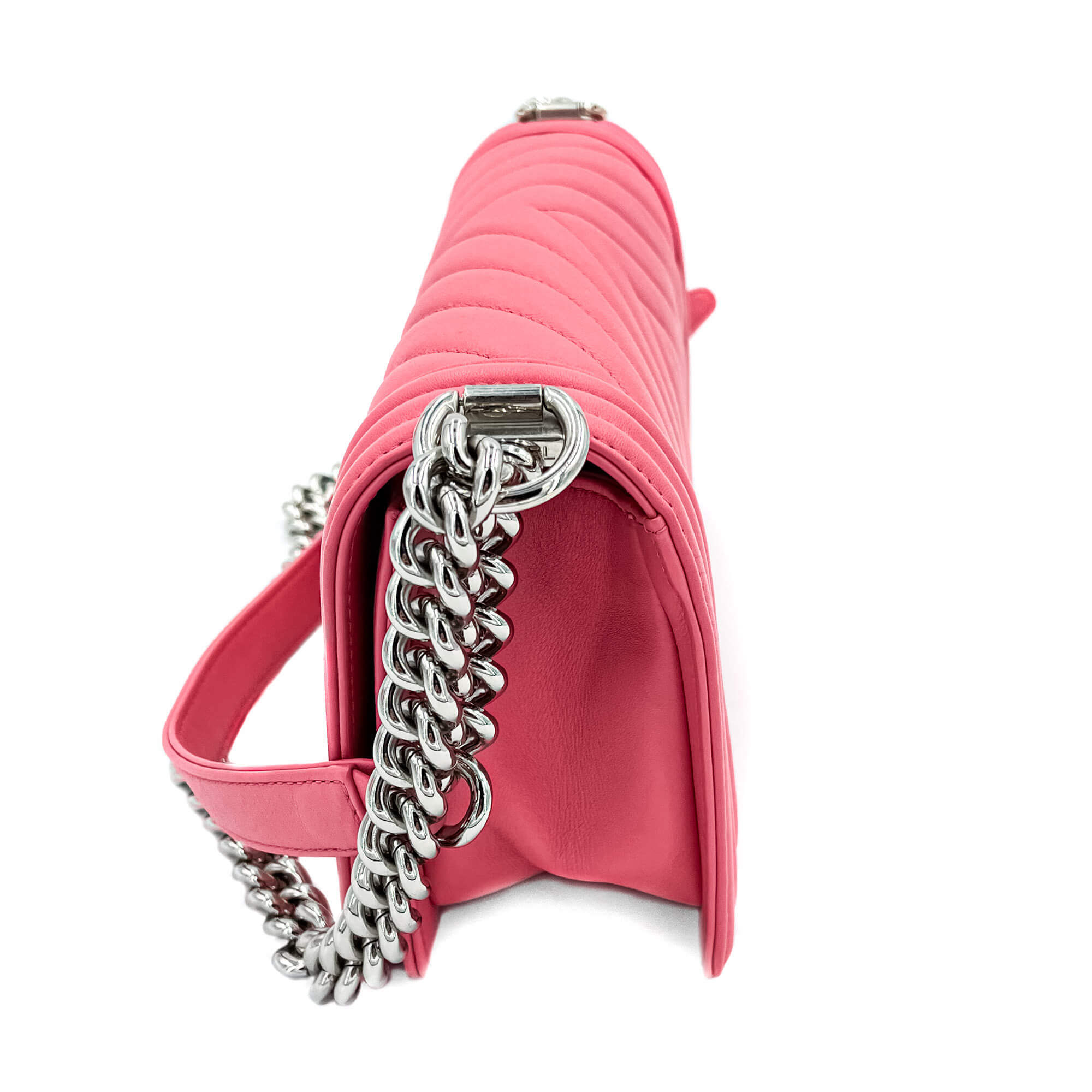 Boy Medium Chevron Calfskin Pink Bag