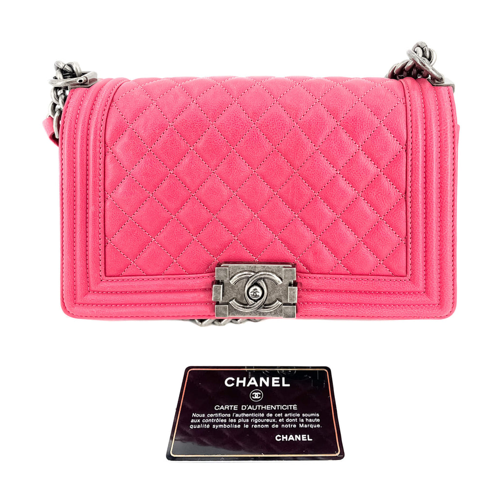 Boy Medium Quilted Calfskin Pink Bag
