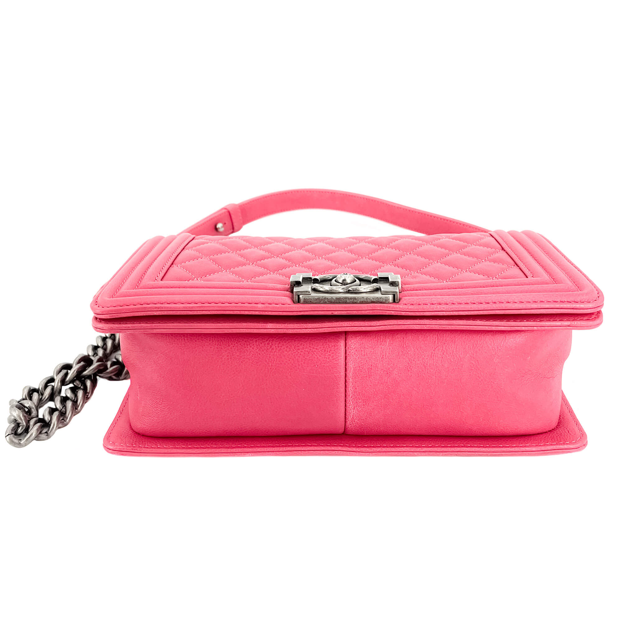 Boy Medium Quilted Calfskin Pink Bag