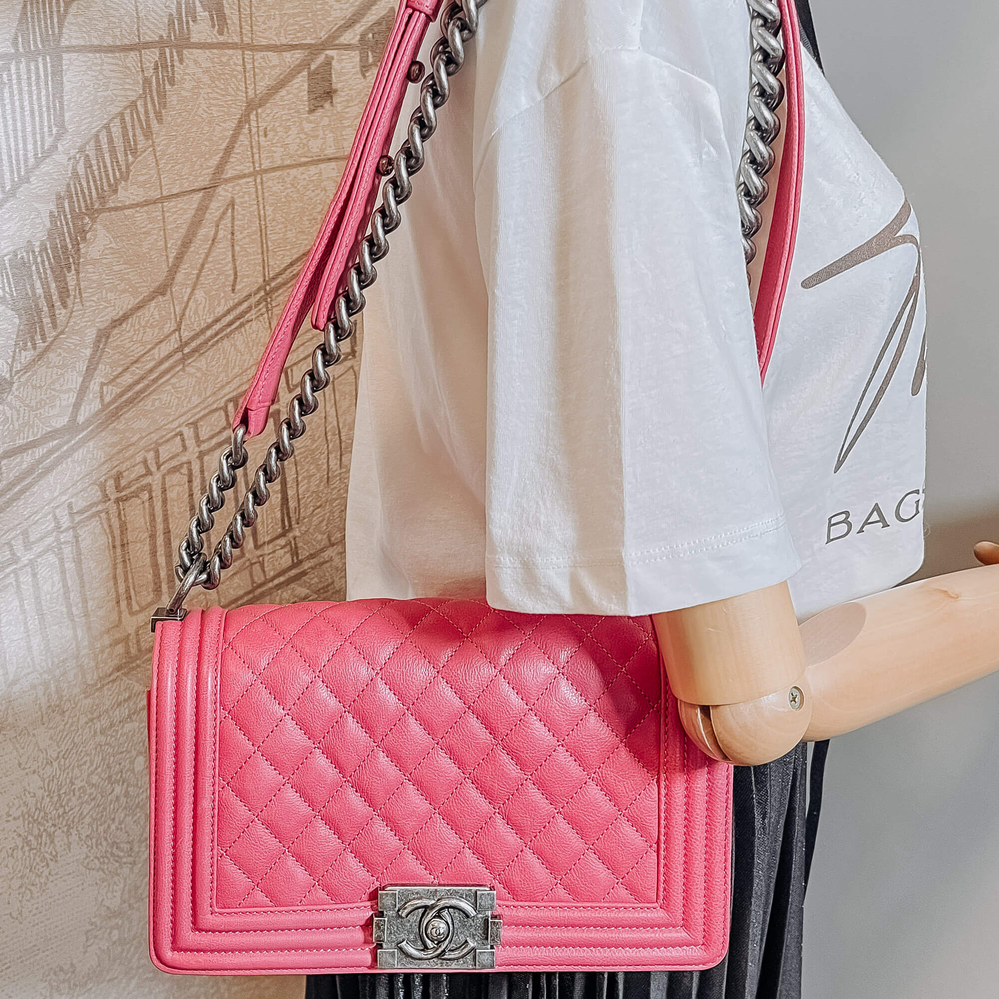 Boy Medium Quilted Calfskin Pink Bag