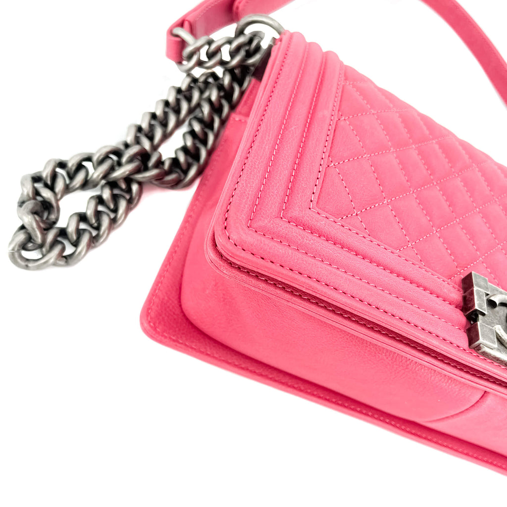 Boy Medium Quilted Calfskin Pink Bag