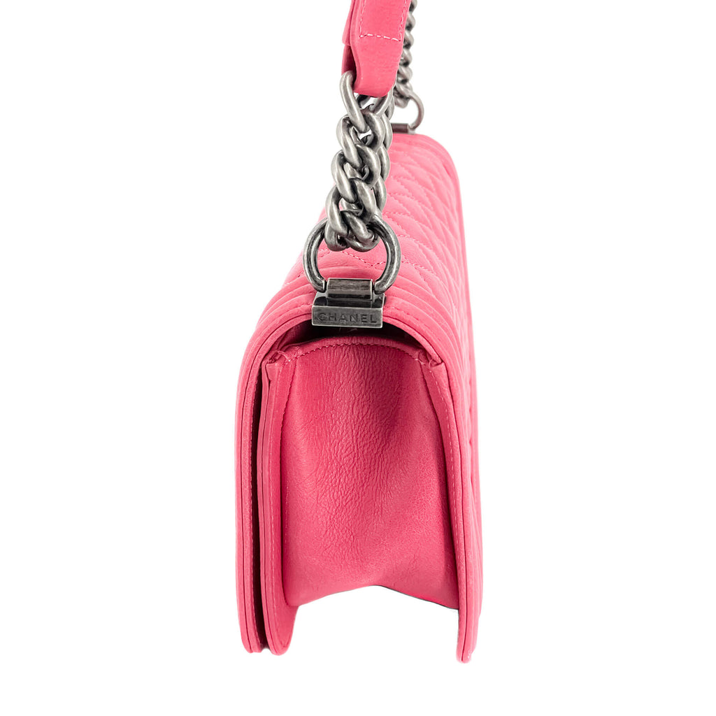 Boy Medium Quilted Calfskin Pink Bag