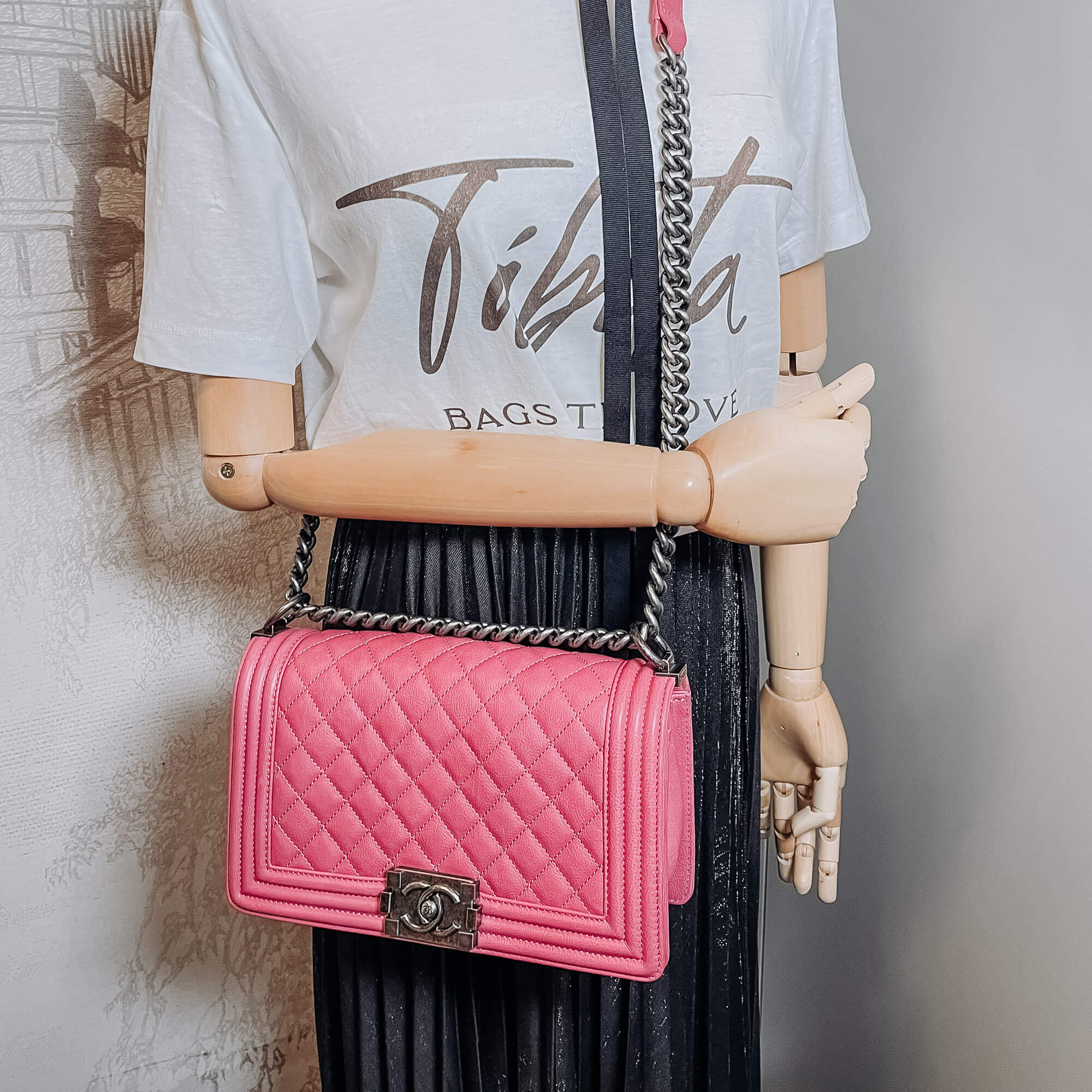 Boy Medium Quilted Calfskin Pink Bag