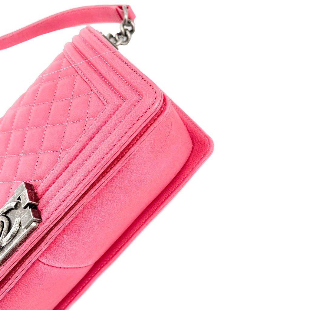 Boy Medium Quilted Calfskin Pink Bag