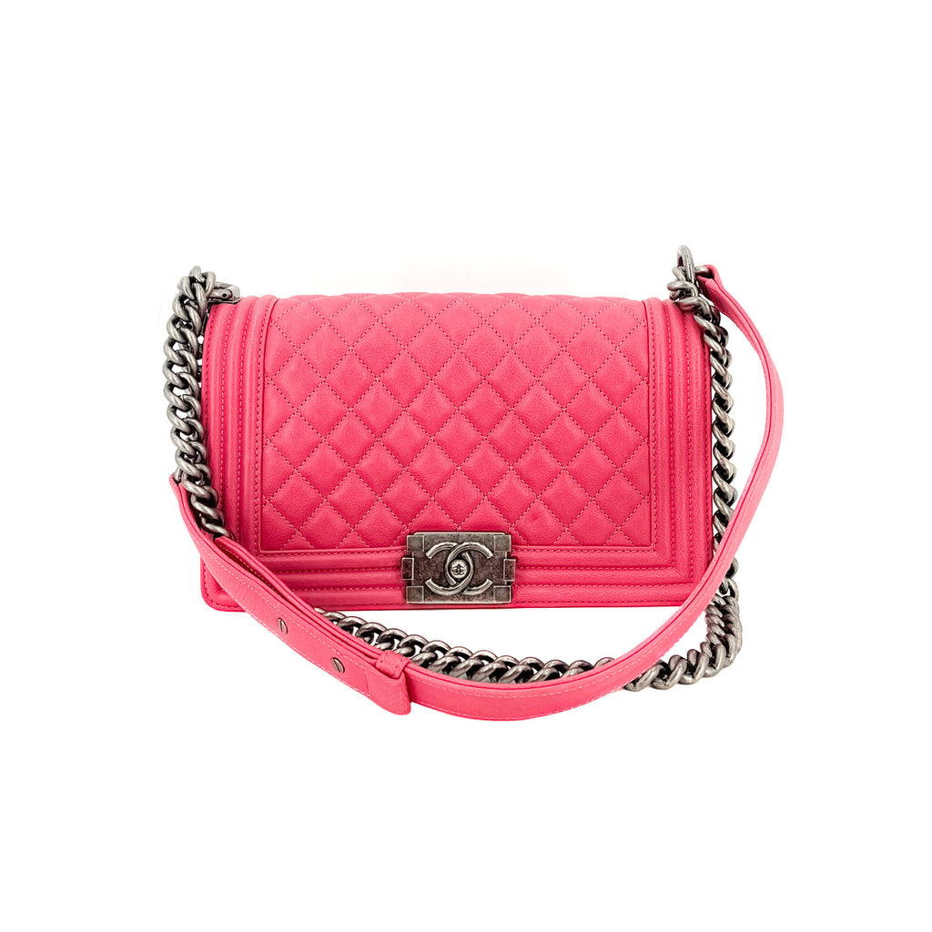 Boy Medium Quilted Calfskin Pink Bag
