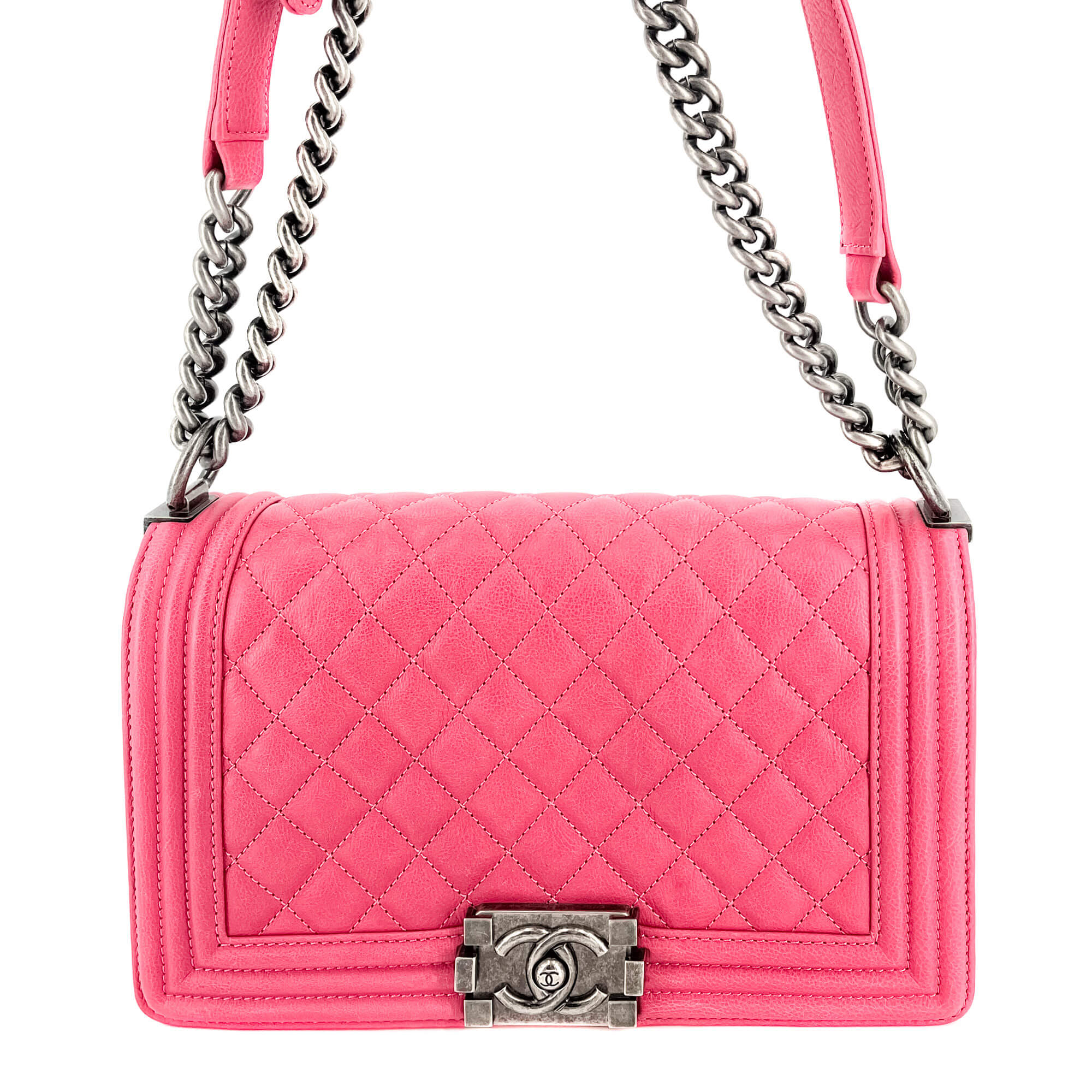 Boy Medium Quilted Calfskin Pink Bag