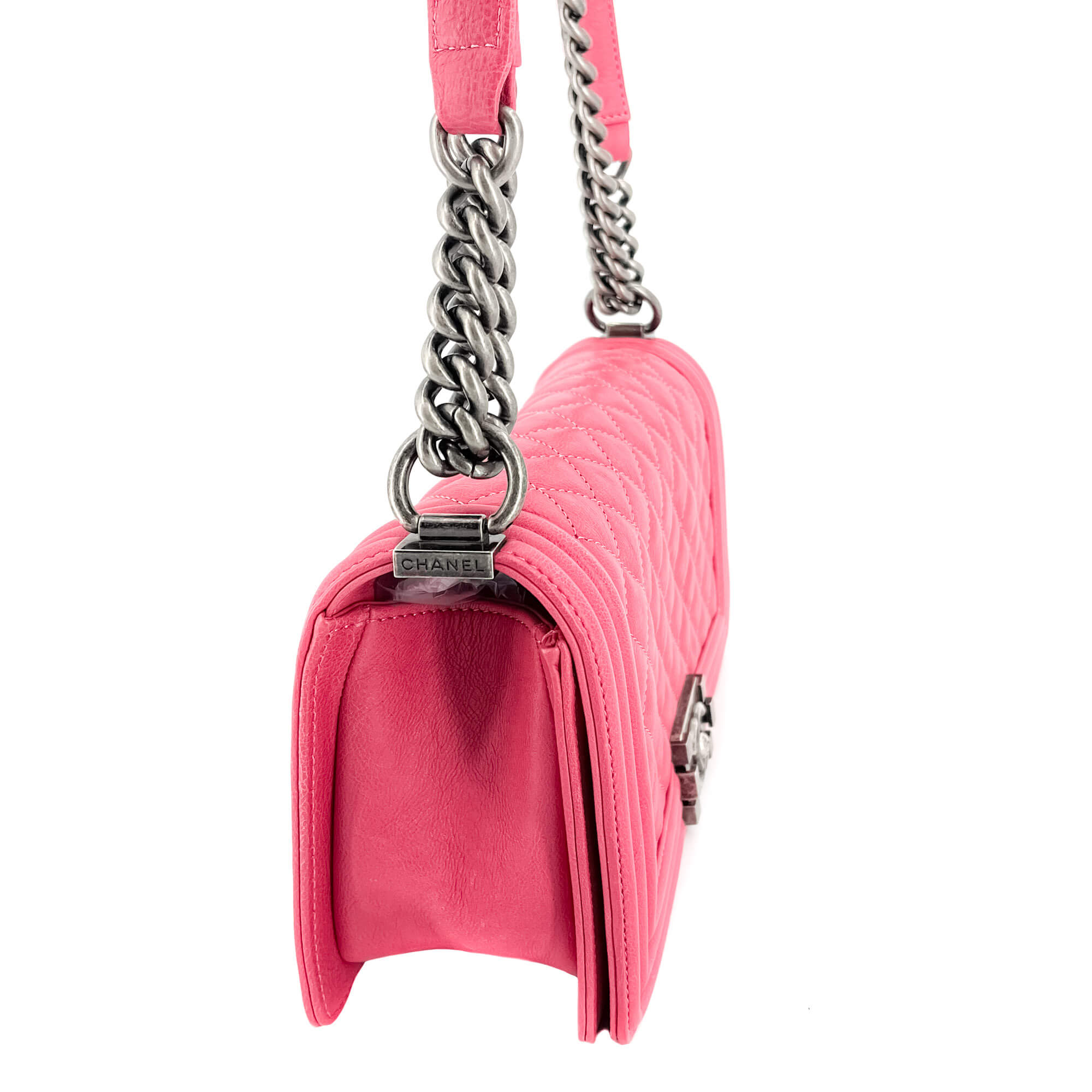 Boy Medium Quilted Calfskin Pink Bag