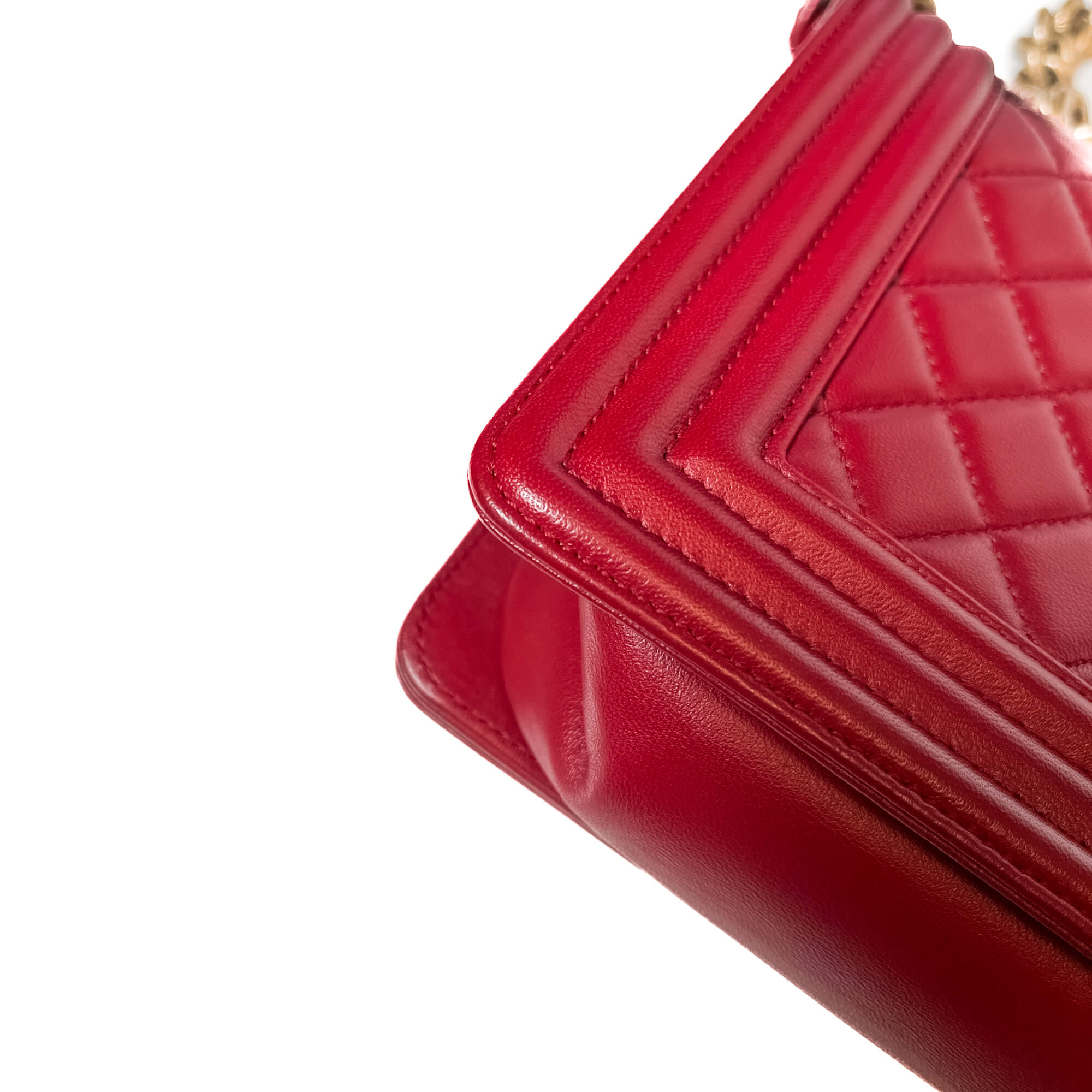 Boy Medium Quilted Calfskin Red Flap Bag