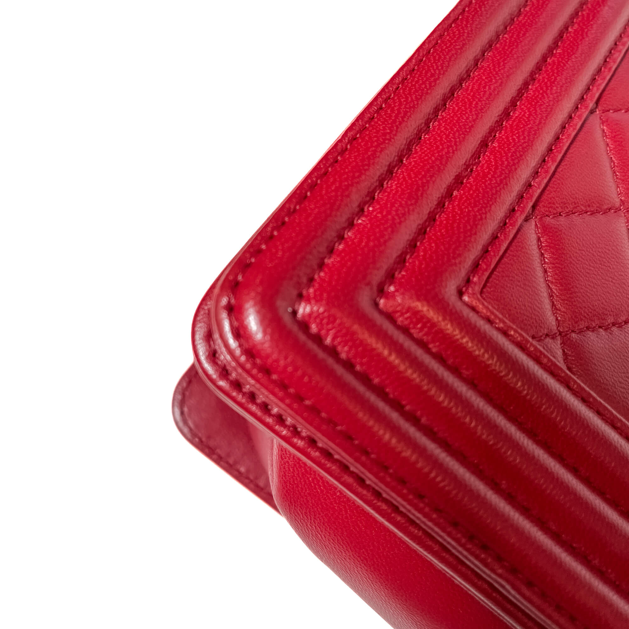 Boy Medium Quilted Calfskin Red Flap Bag