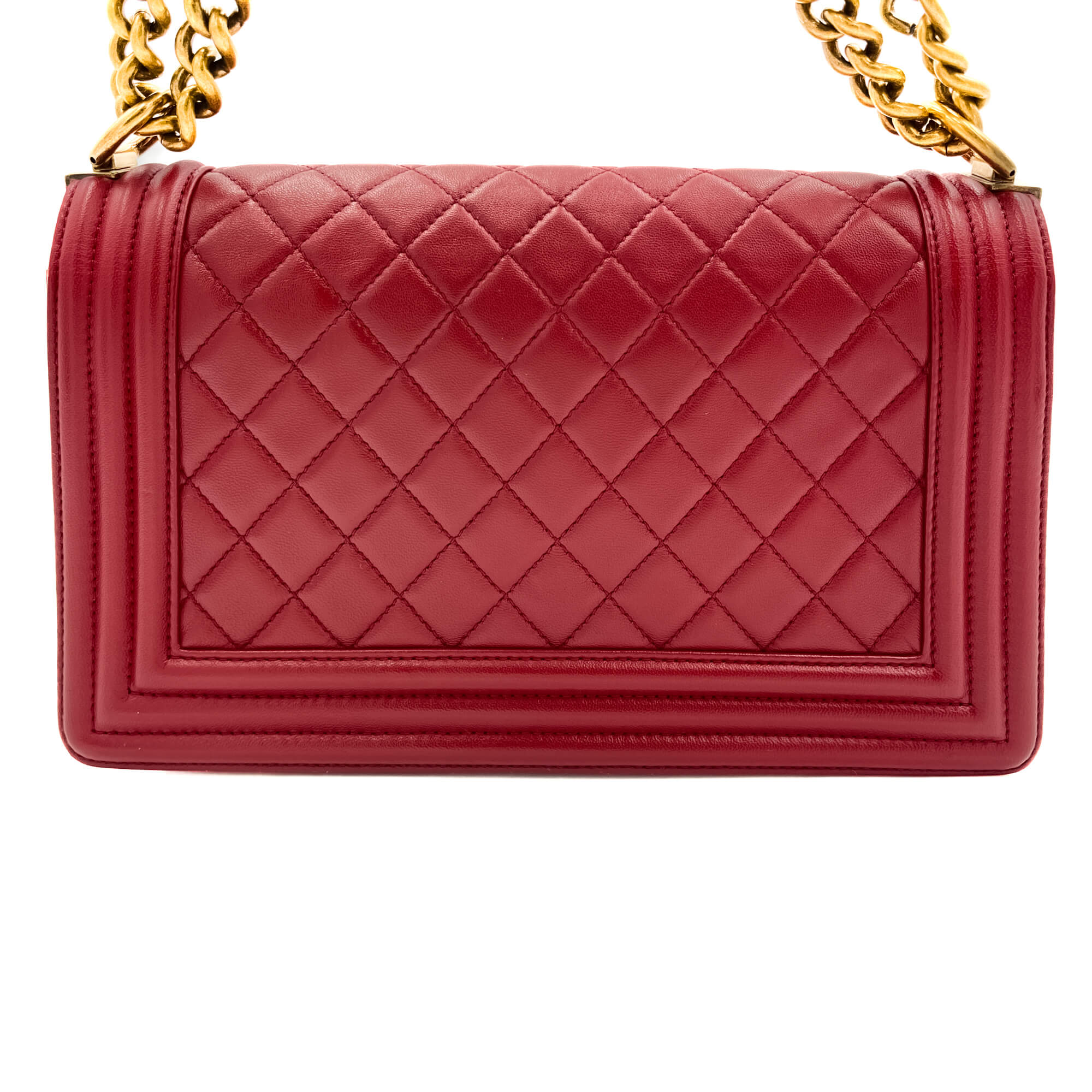 Boy Medium Quilted Calfskin Red Flap Bag