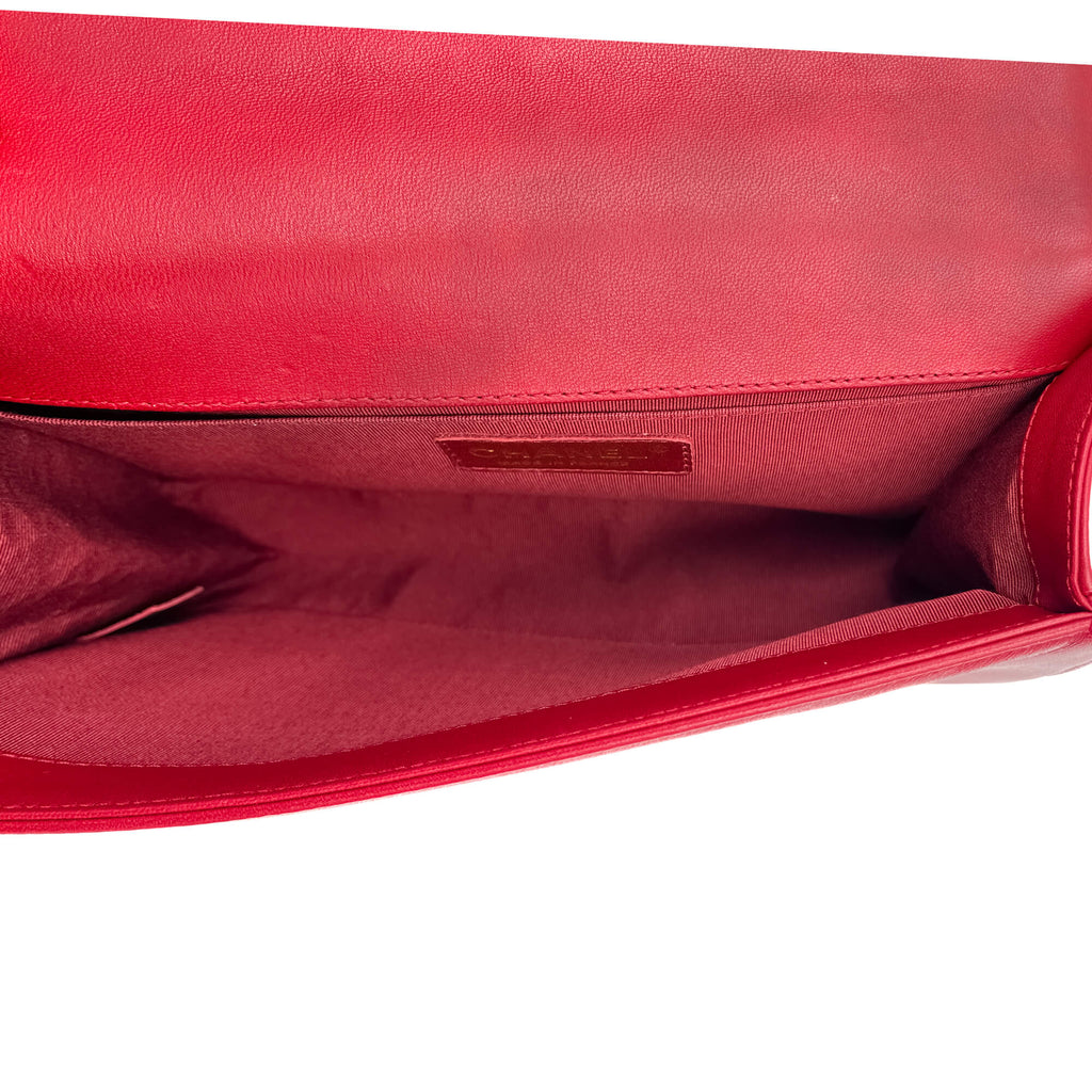 Boy Medium Quilted Calfskin Red Flap Bag