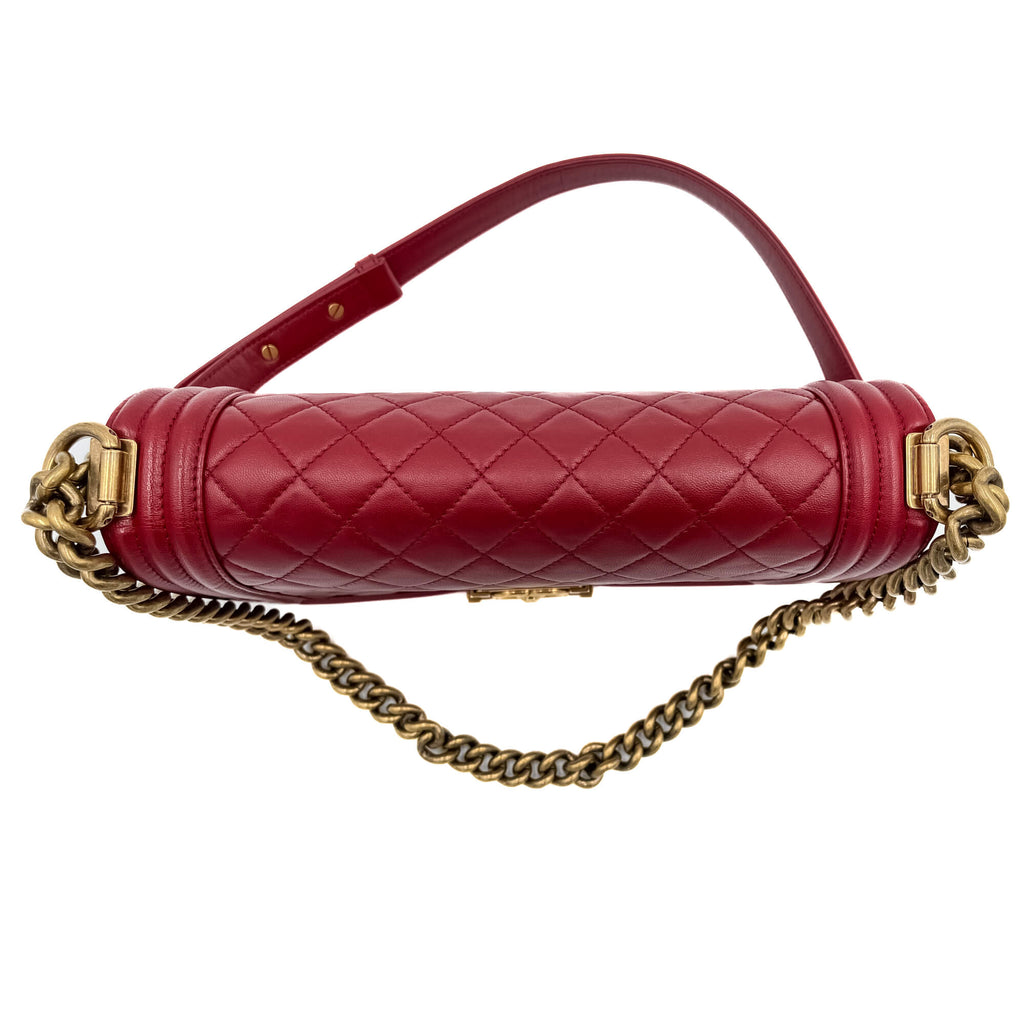 Boy Medium Quilted Calfskin Red Flap Bag