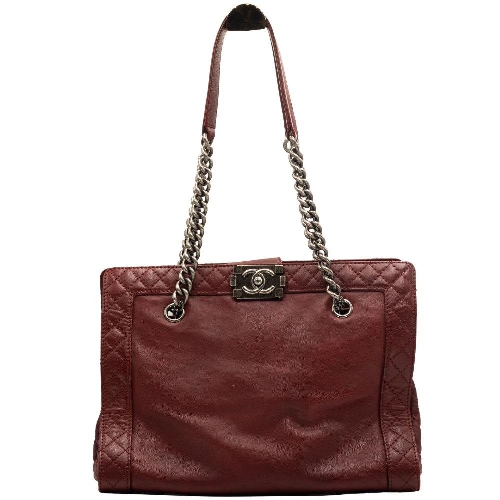 Boy Reverso Shopping Tote Burgundy Calfskin