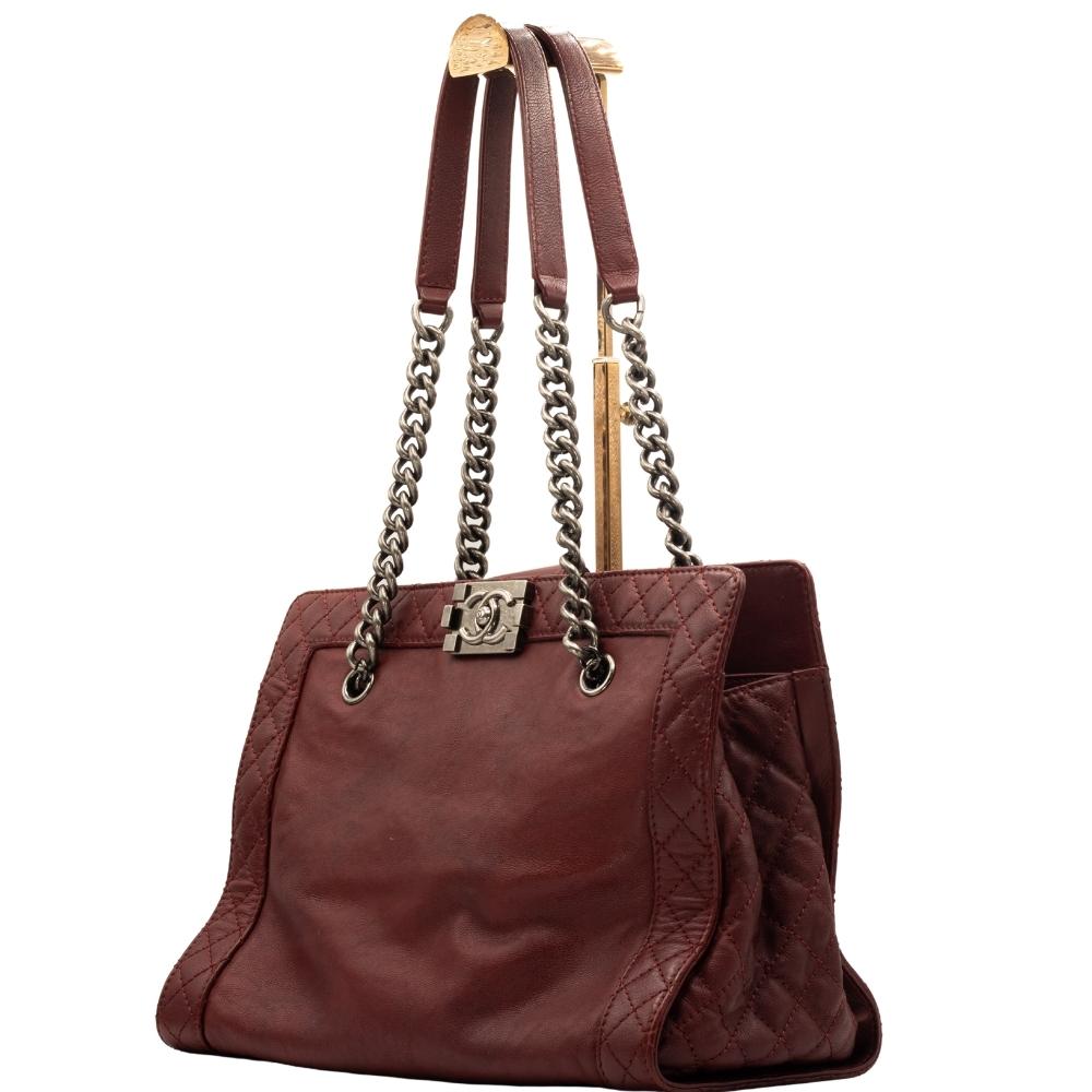 Boy Reverso Shopping Tote Burgundy Calfskin