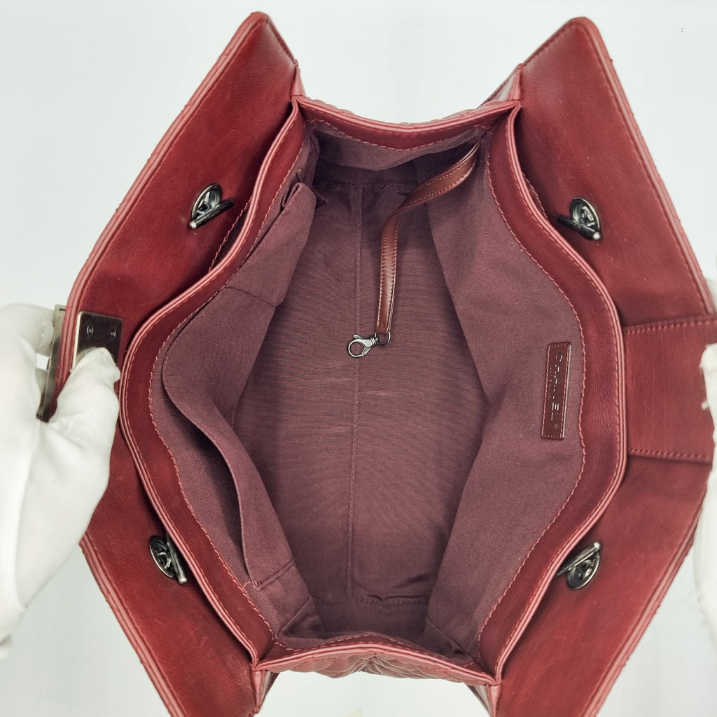 Boy Reverso Shopping Tote Burgundy Calfskin