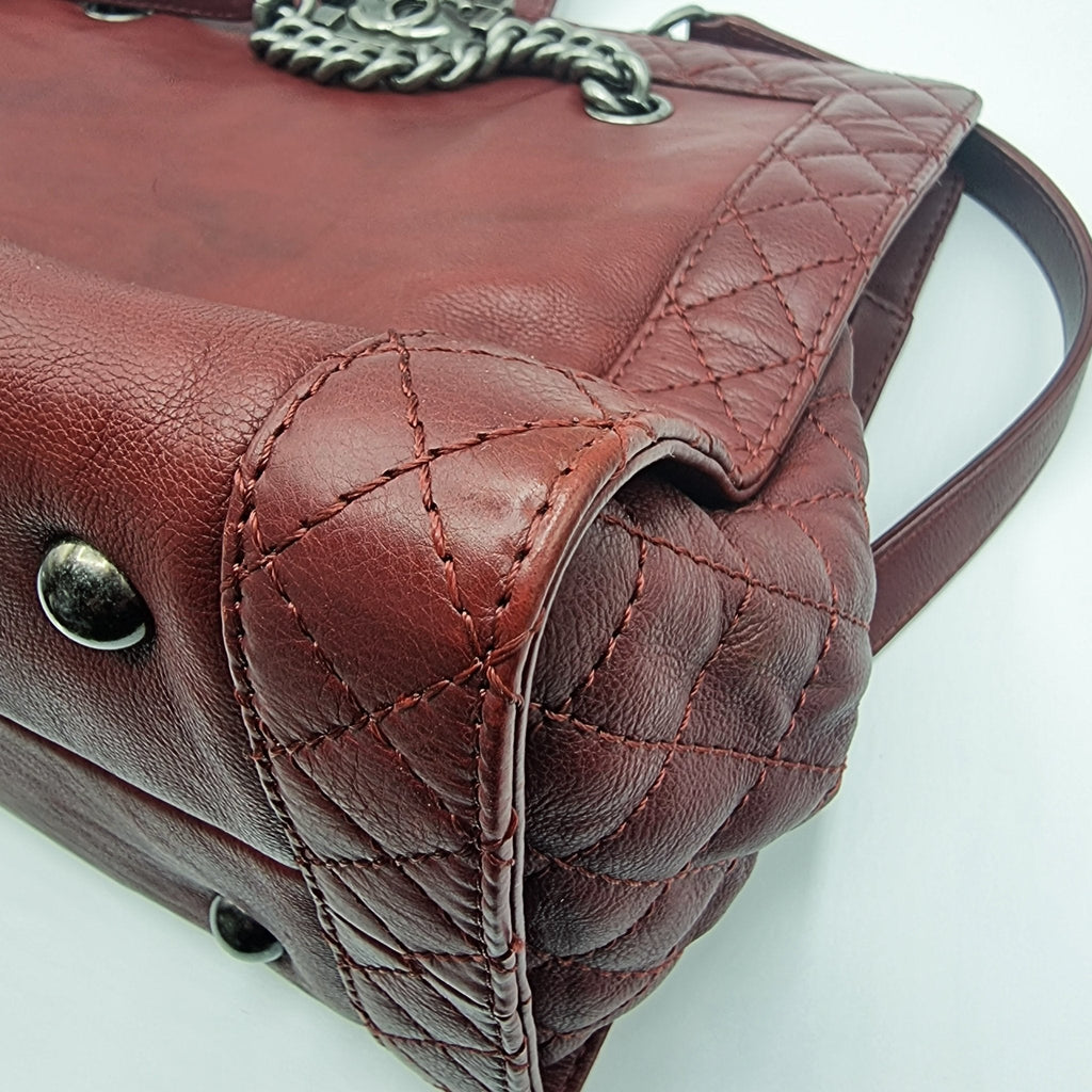 Boy Reverso Shopping Tote Burgundy Calfskin
