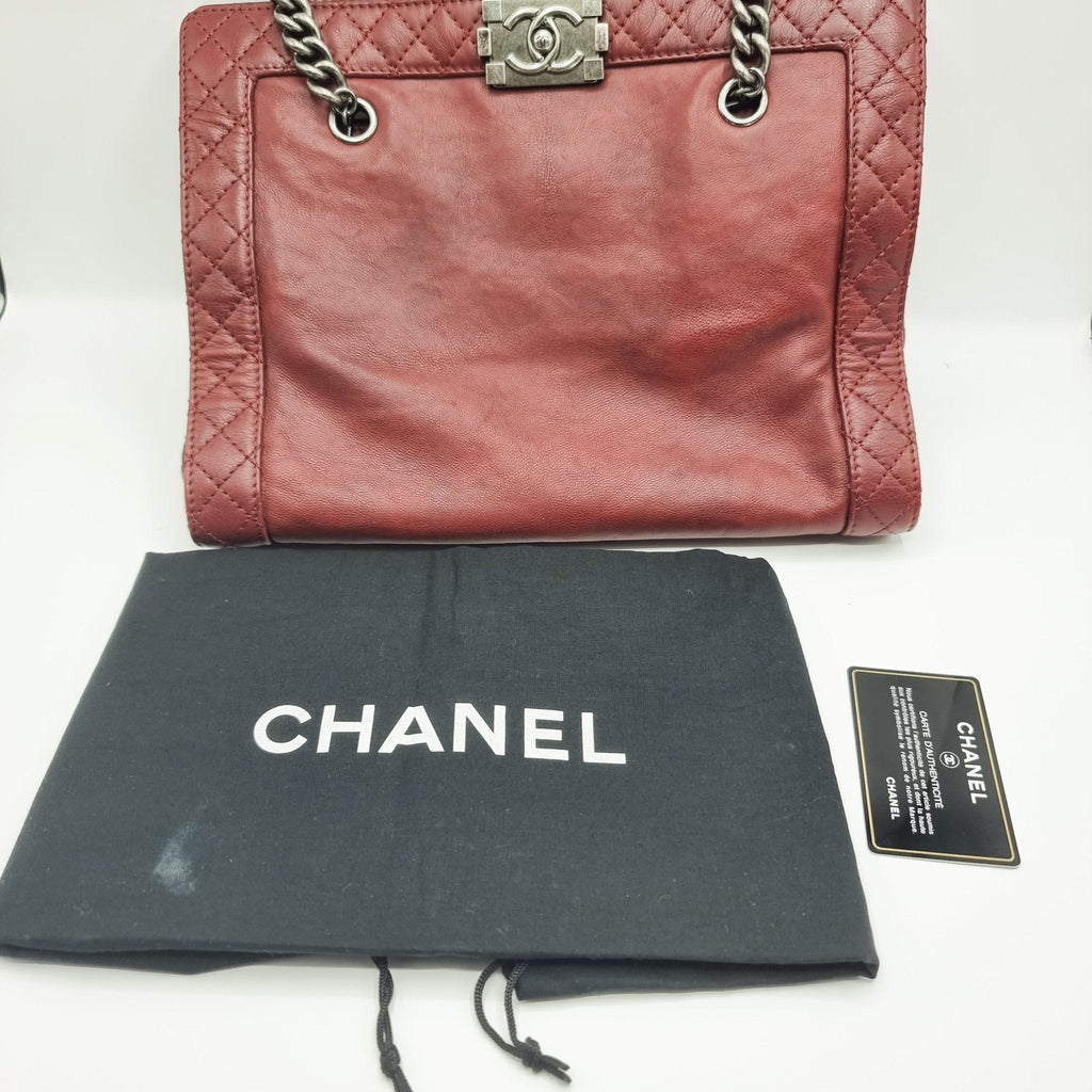 Boy Reverso Shopping Tote Burgundy Calfskin