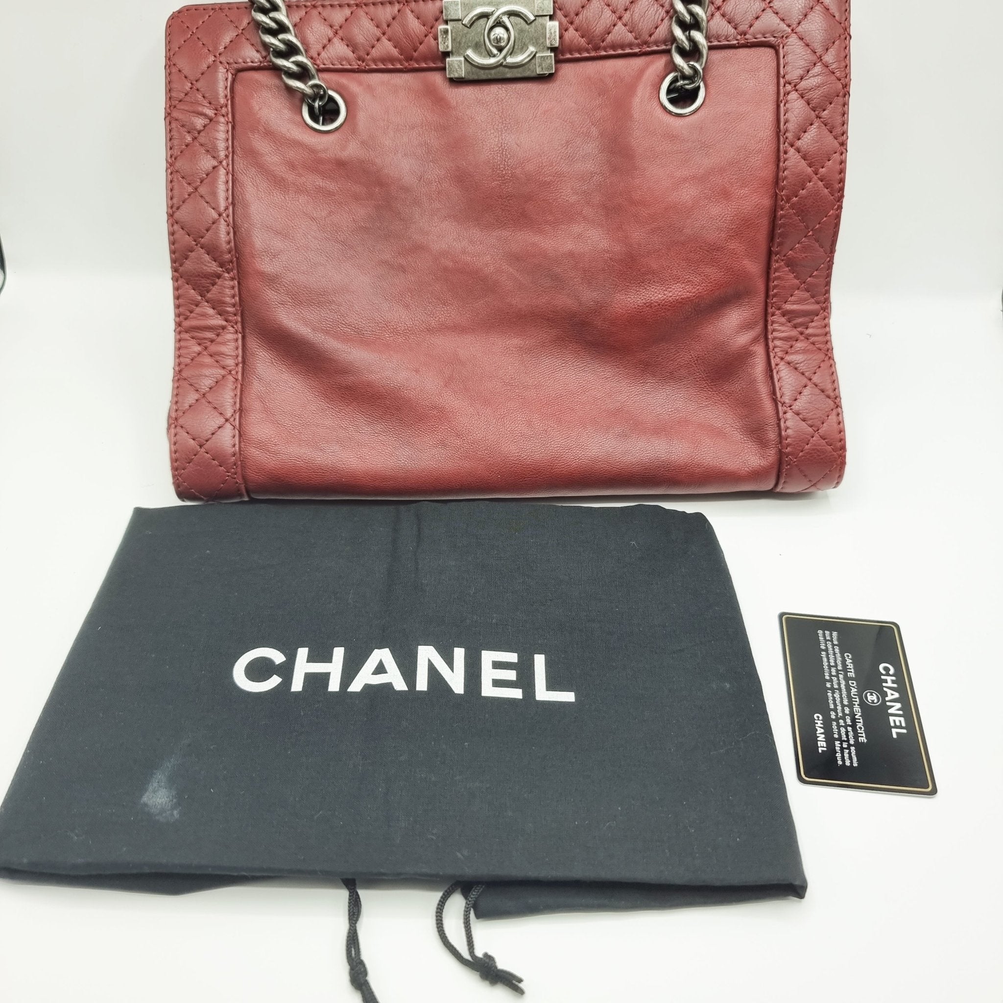 Boy Reverso Shopping Tote Burgundy Calfskin