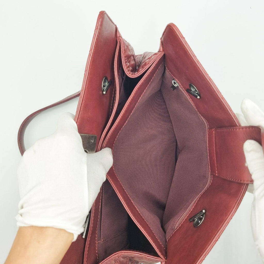 Boy Reverso Shopping Tote Burgundy Calfskin