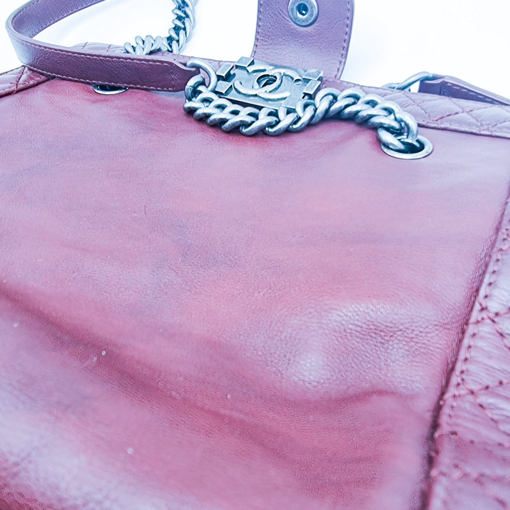 Boy Reverso Shopping Tote Burgundy Calfskin