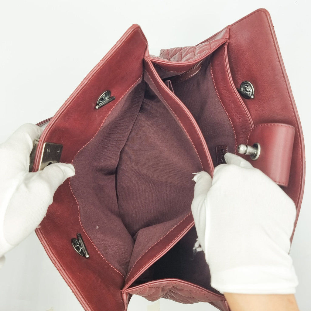 Boy Reverso Shopping Tote Burgundy Calfskin