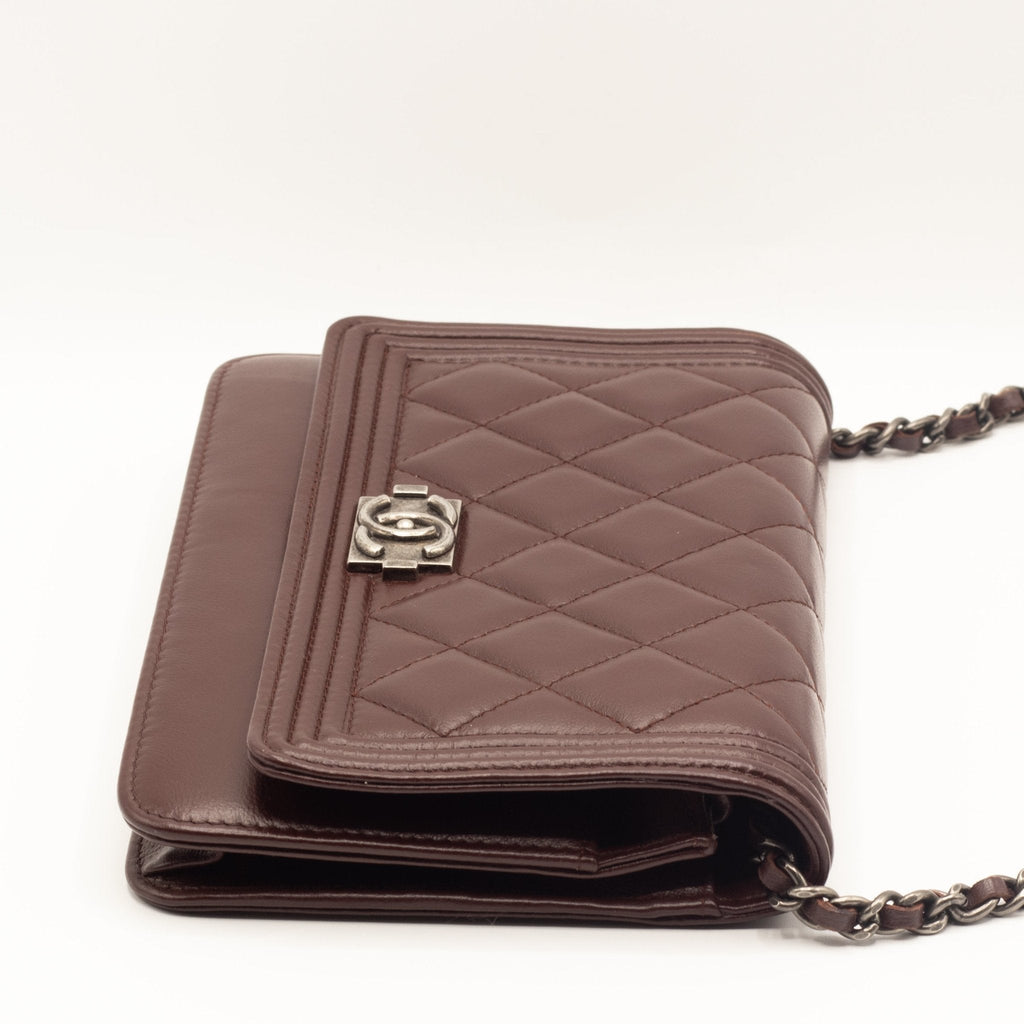 Boy WOC Clutch Burgundy Quilted Lambskin Leather