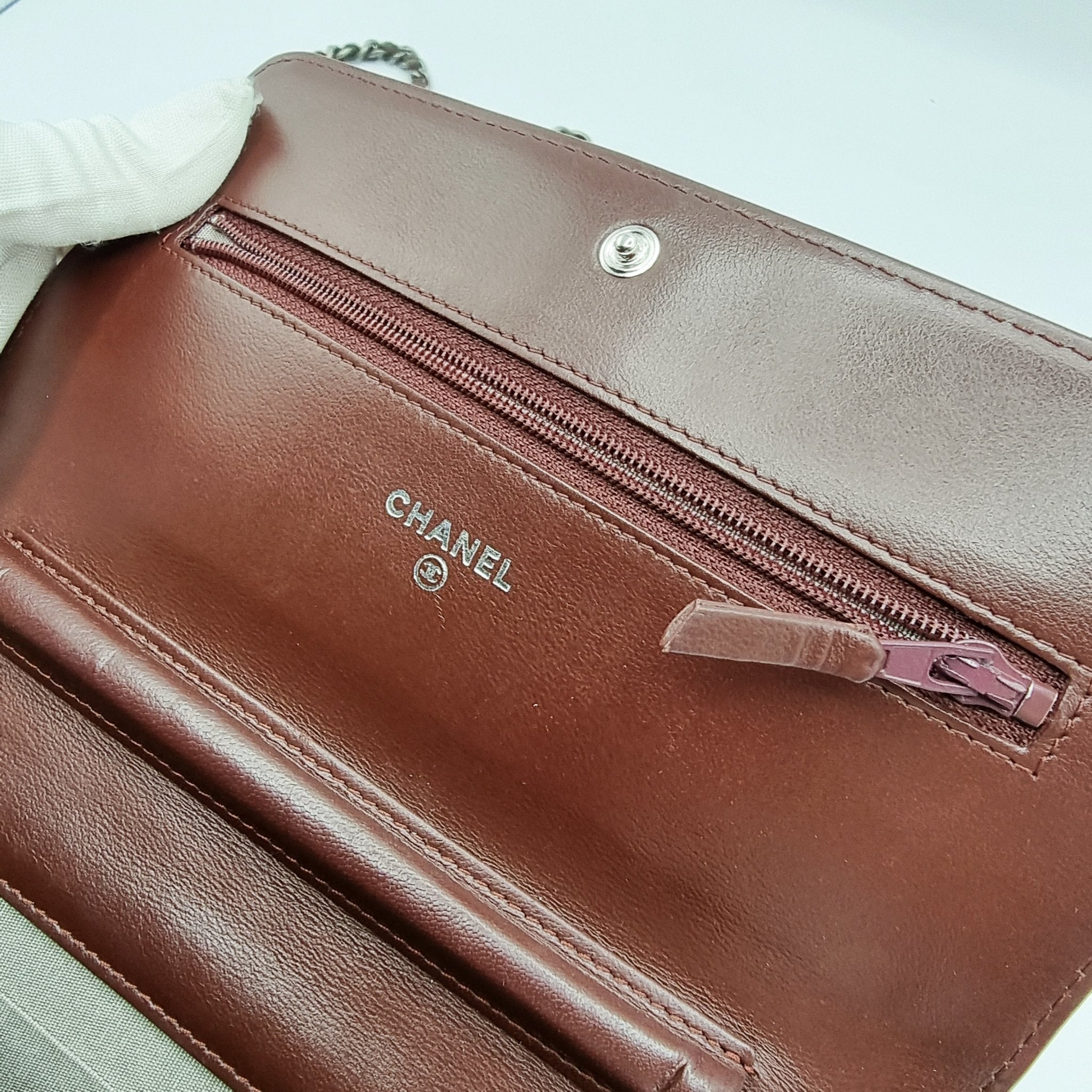 Boy WOC Clutch Burgundy Quilted Lambskin Leather
