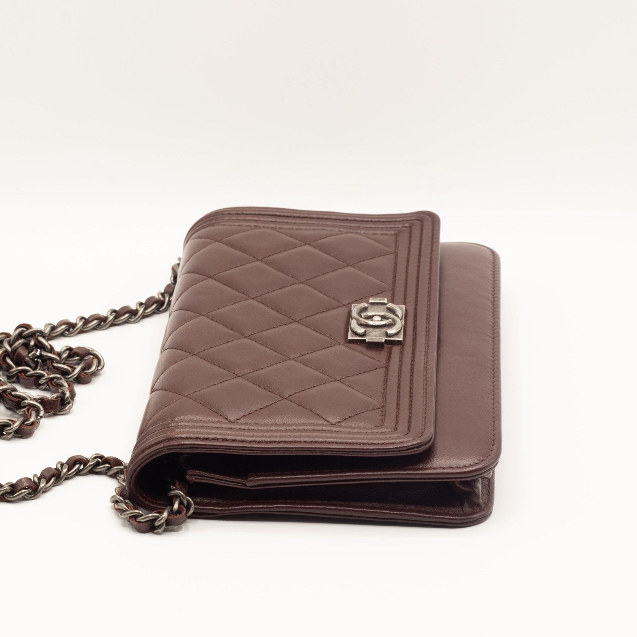 Boy WOC Clutch Burgundy Quilted Lambskin Leather