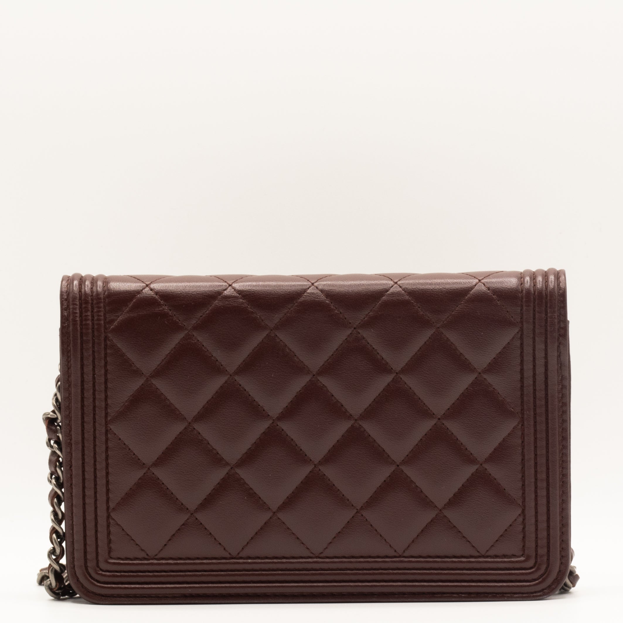 Boy WOC Clutch Burgundy Quilted Lambskin Leather