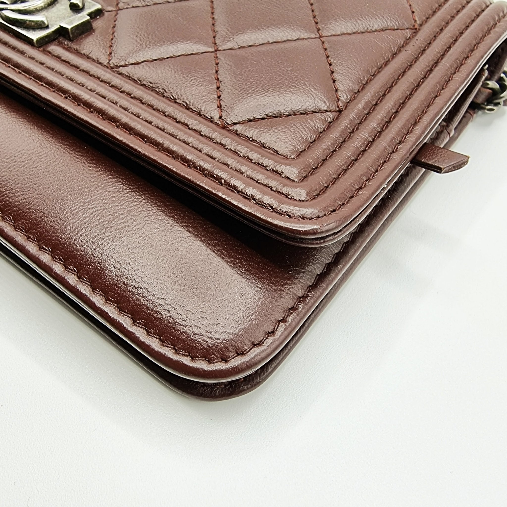 Boy WOC Clutch Burgundy Quilted Lambskin Leather