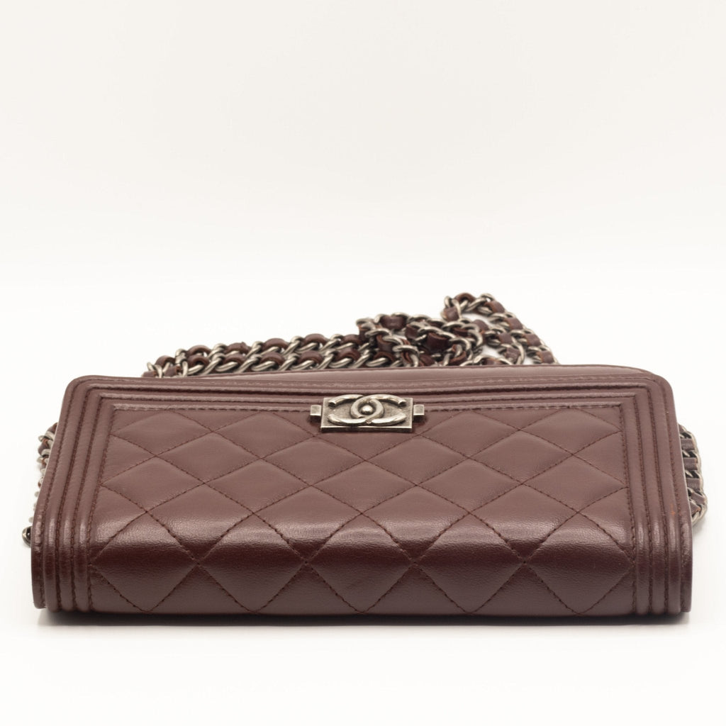 Boy WOC Clutch Burgundy Quilted Lambskin Leather