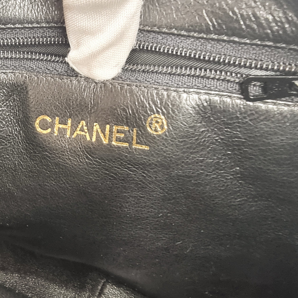 Camera Chain Bag Black Lambskin Leather