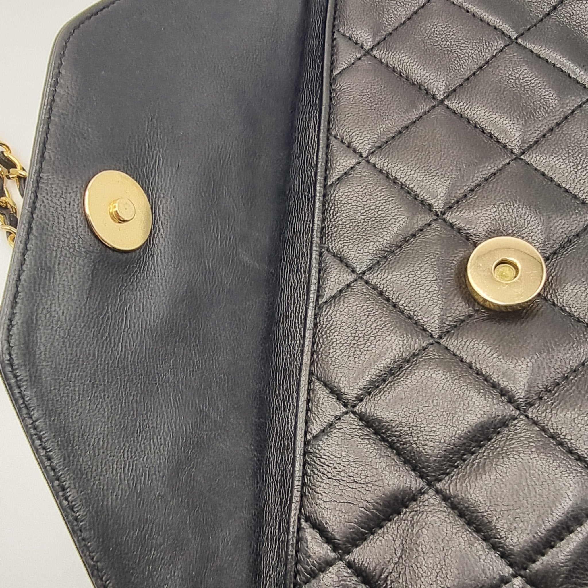Camera Chain Bag Black Lambskin Leather