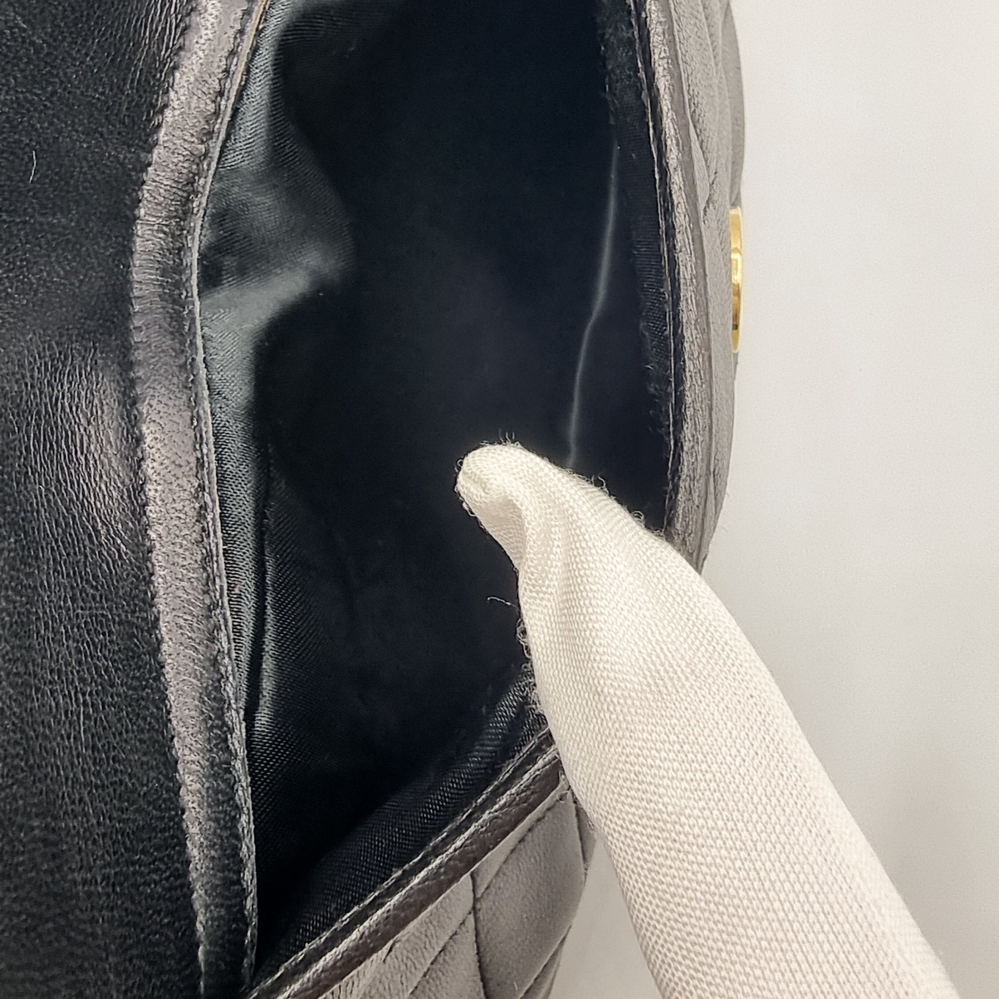 Camera Chain Bag Black Lambskin Leather