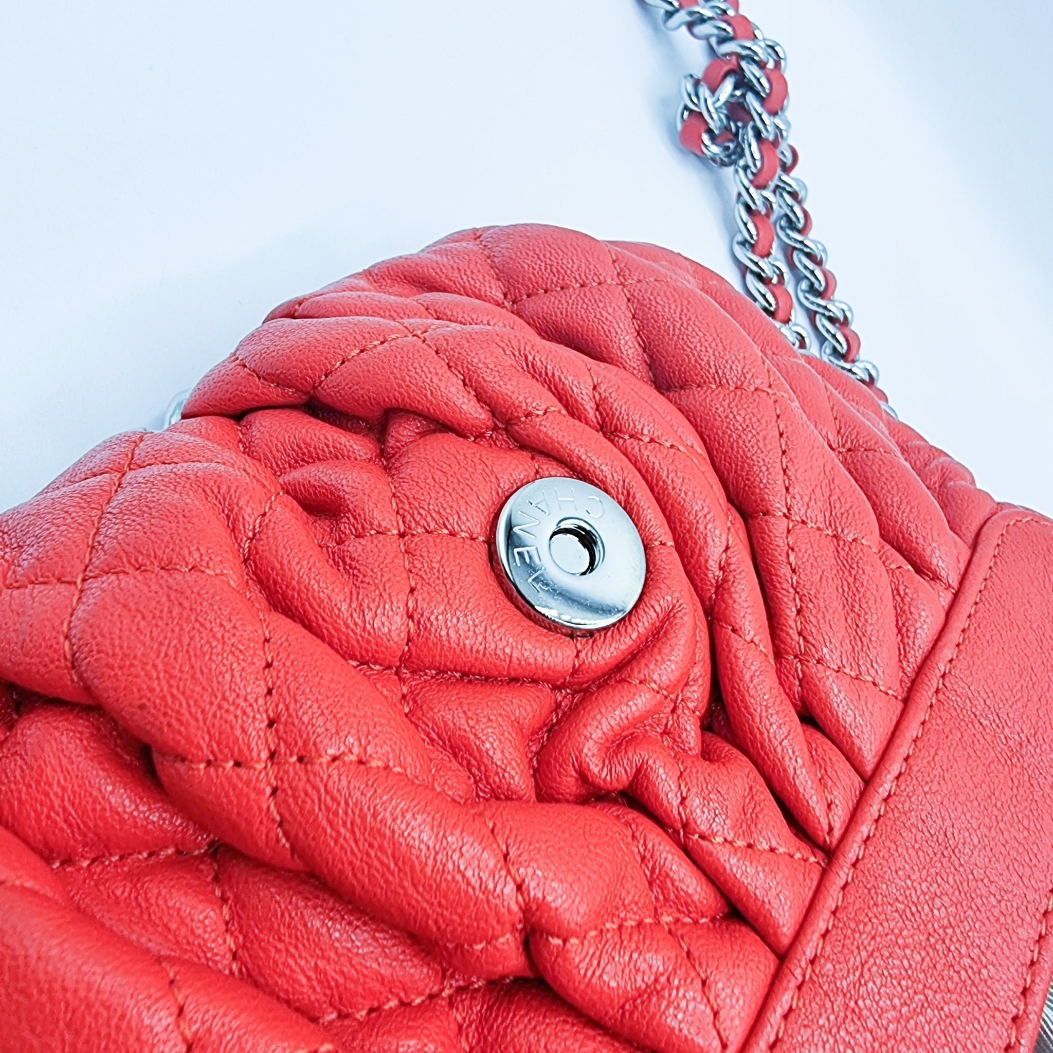 Chain Around Limited Edition Small Red Leather Flap