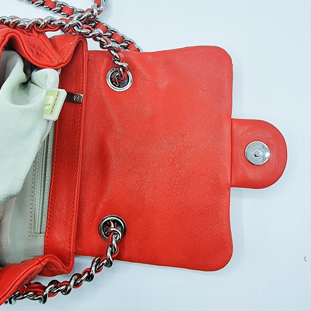 Chain Around Limited Edition Small Red Leather Flap