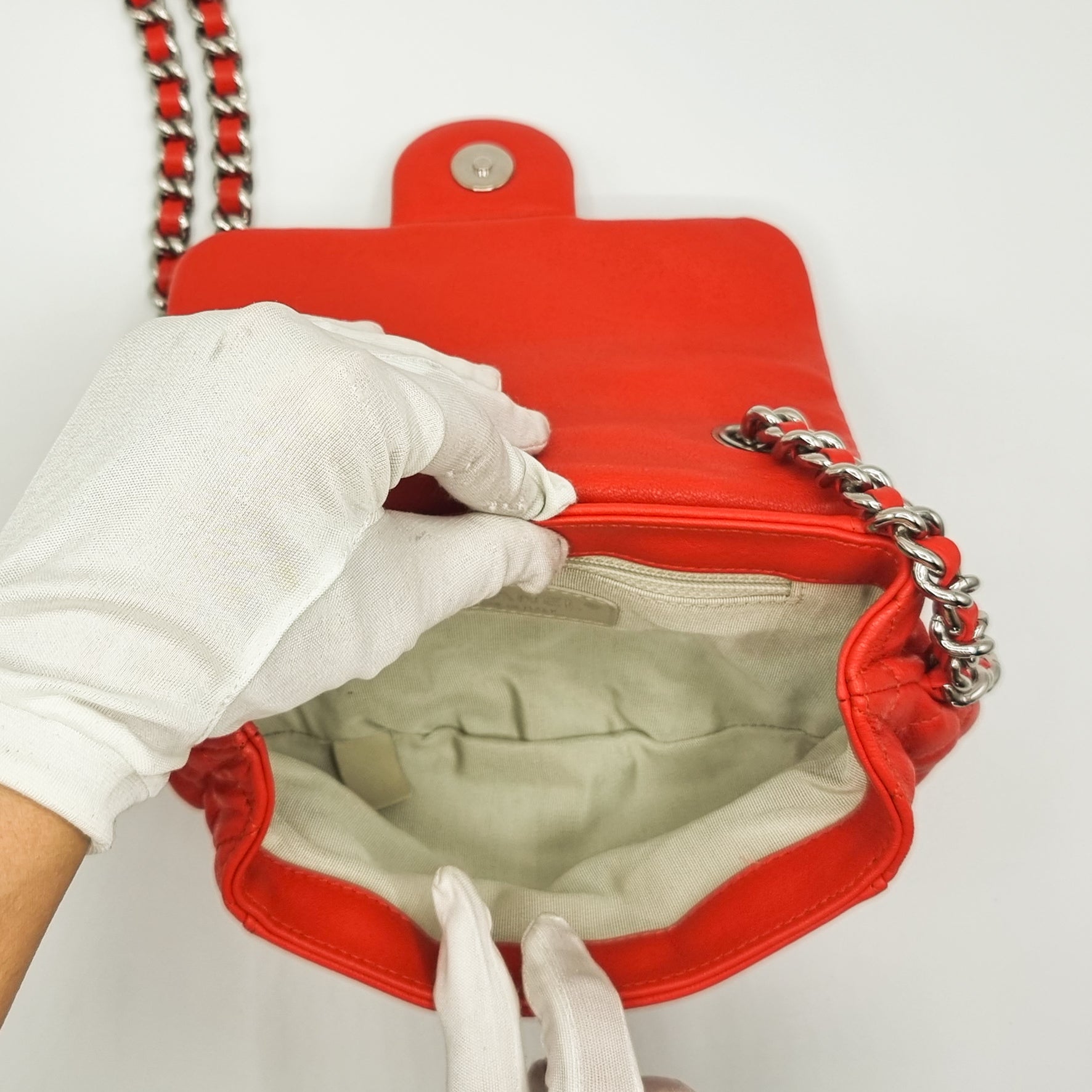 Chain Around Limited Edition Small Red Leather Flap