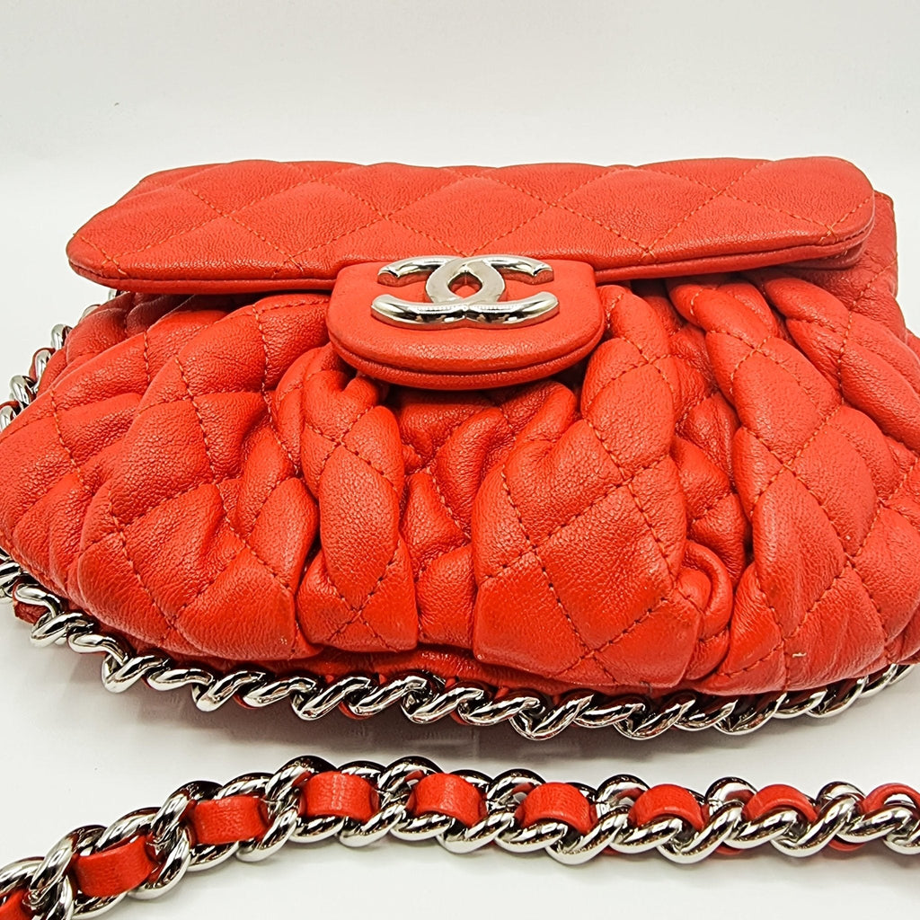 Chain Around Limited Edition Small Red Leather Flap