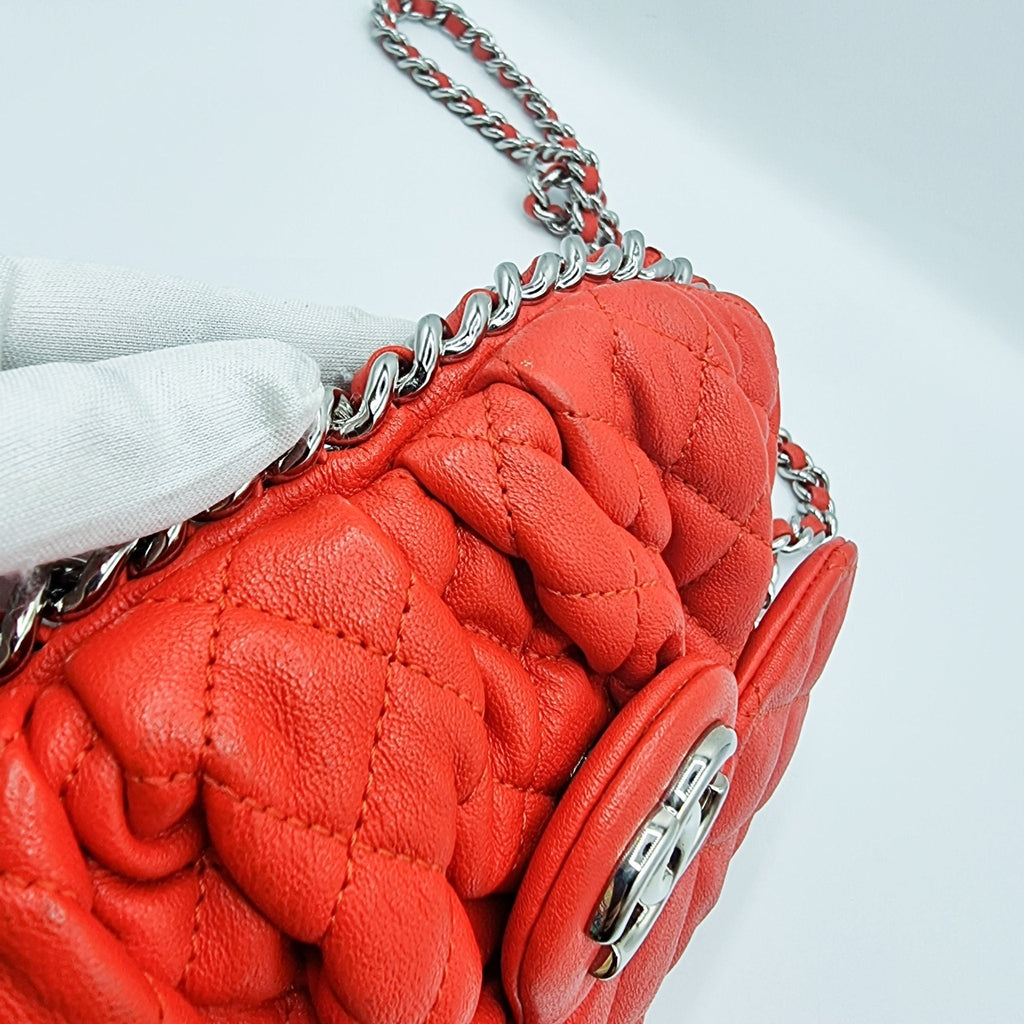 Chain Around Limited Edition Small Red Leather Flap