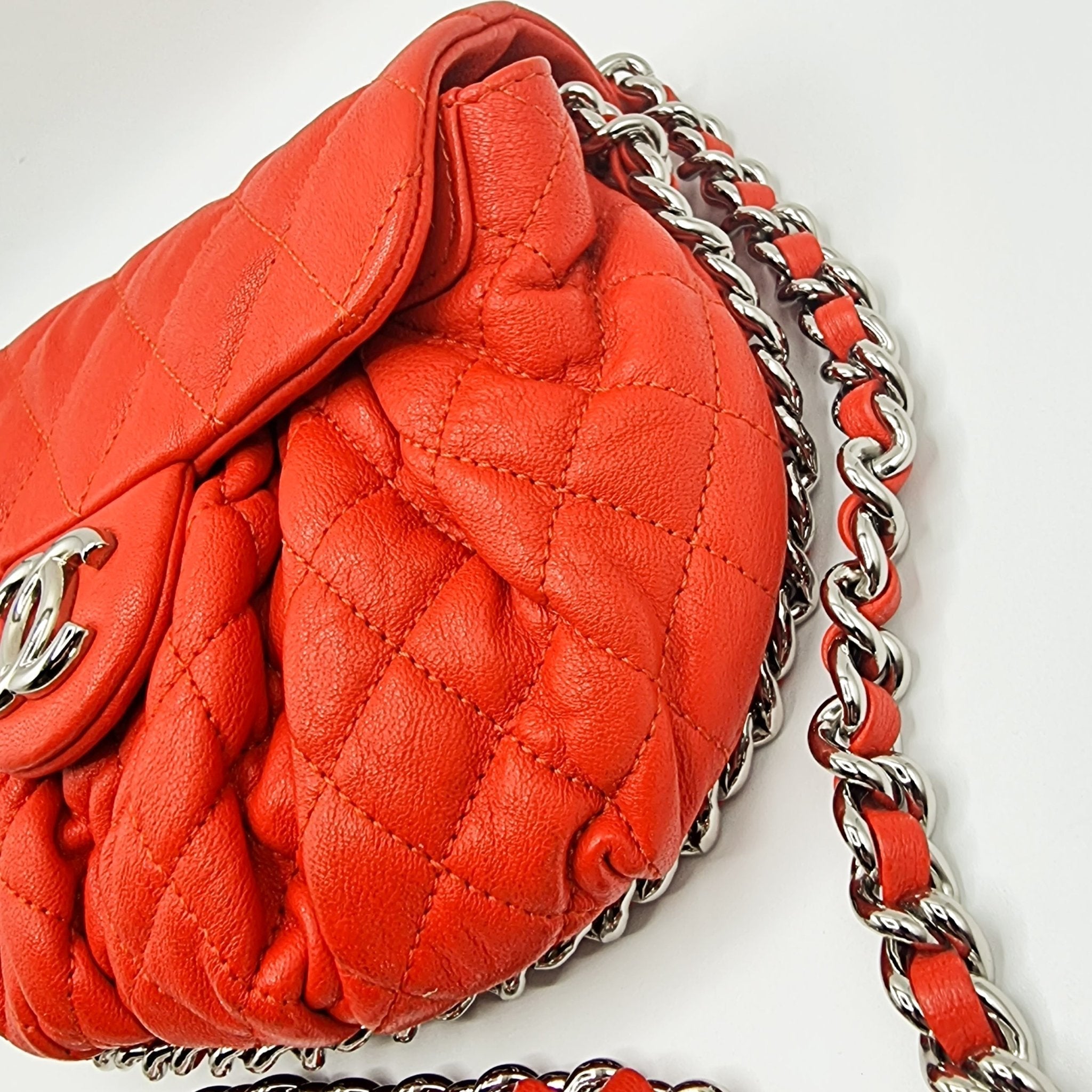 Chain Around Limited Edition Small Red Leather Flap