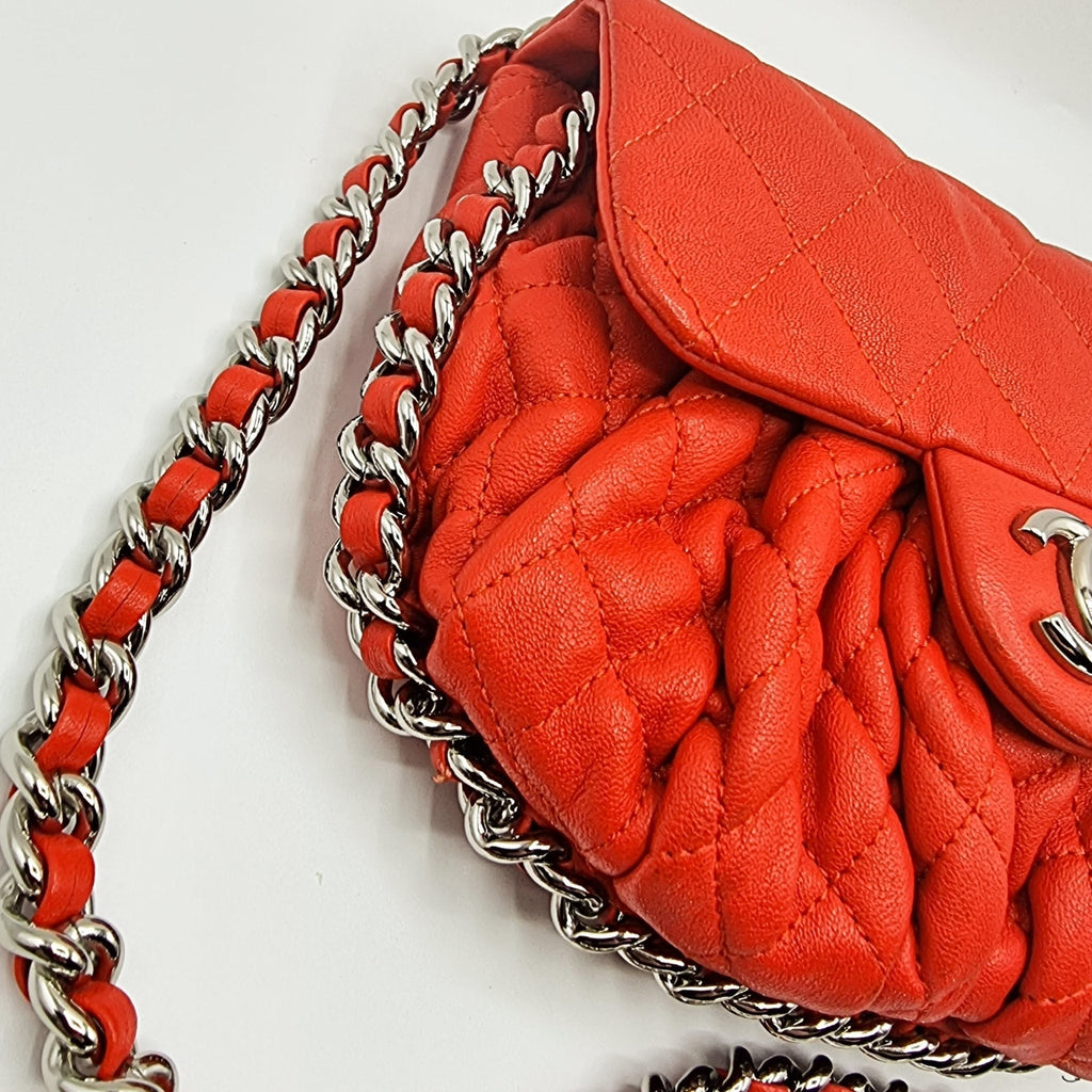 Chain Around Limited Edition Small Red Leather Flap