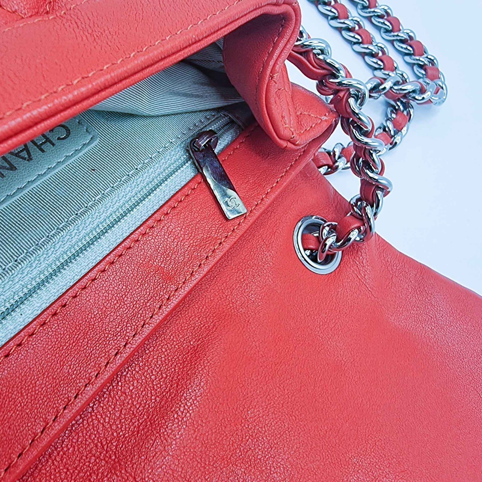 Chain Around Limited Edition Small Red Leather Flap