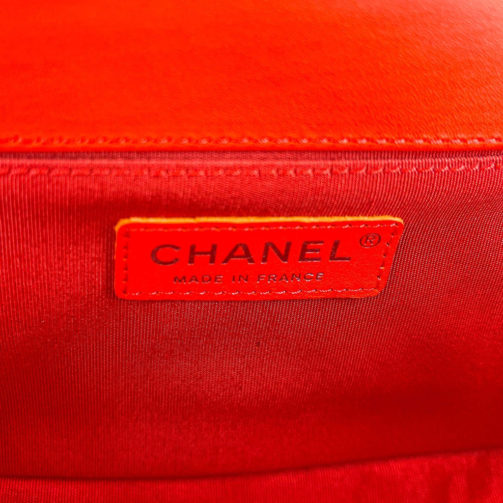 Chanel Boy Chevron Red Ruthenium